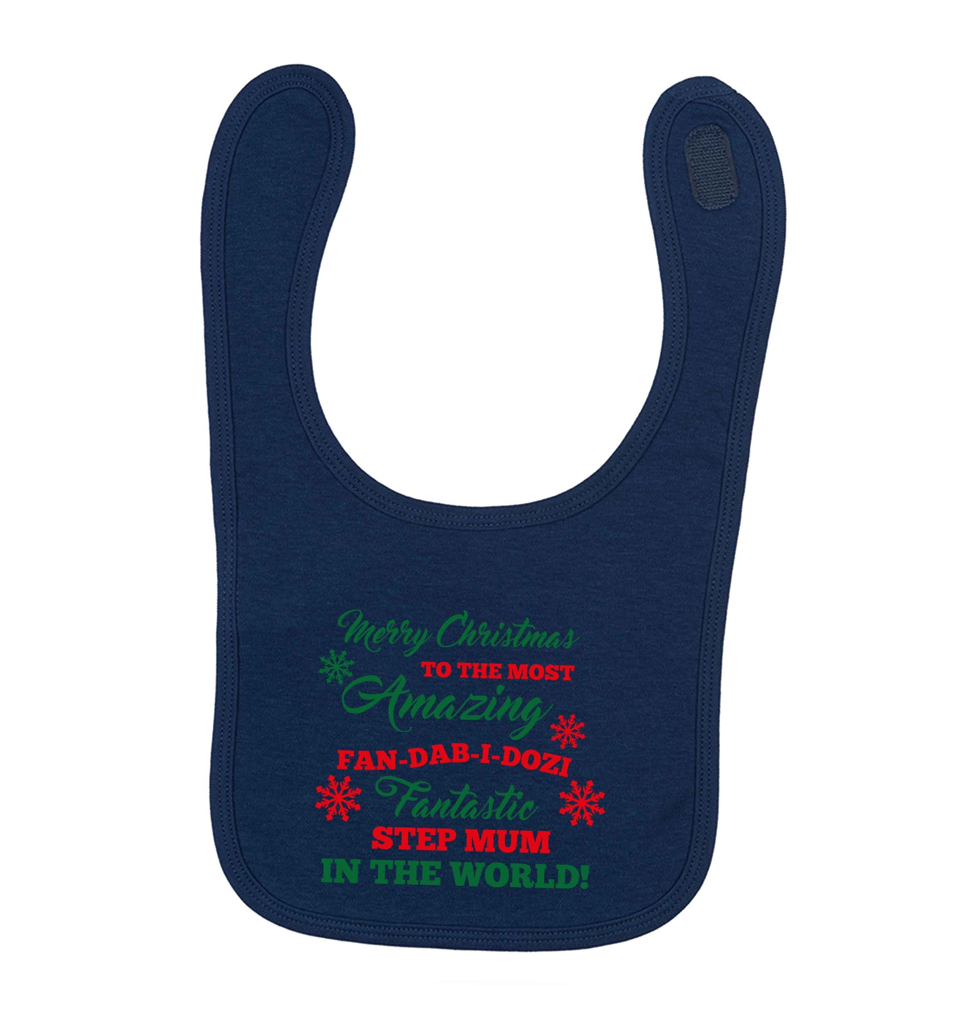 Merry Christmas to the most amazing fan-dab-i-dozi fantasic Step Mum in the world navy baby bib