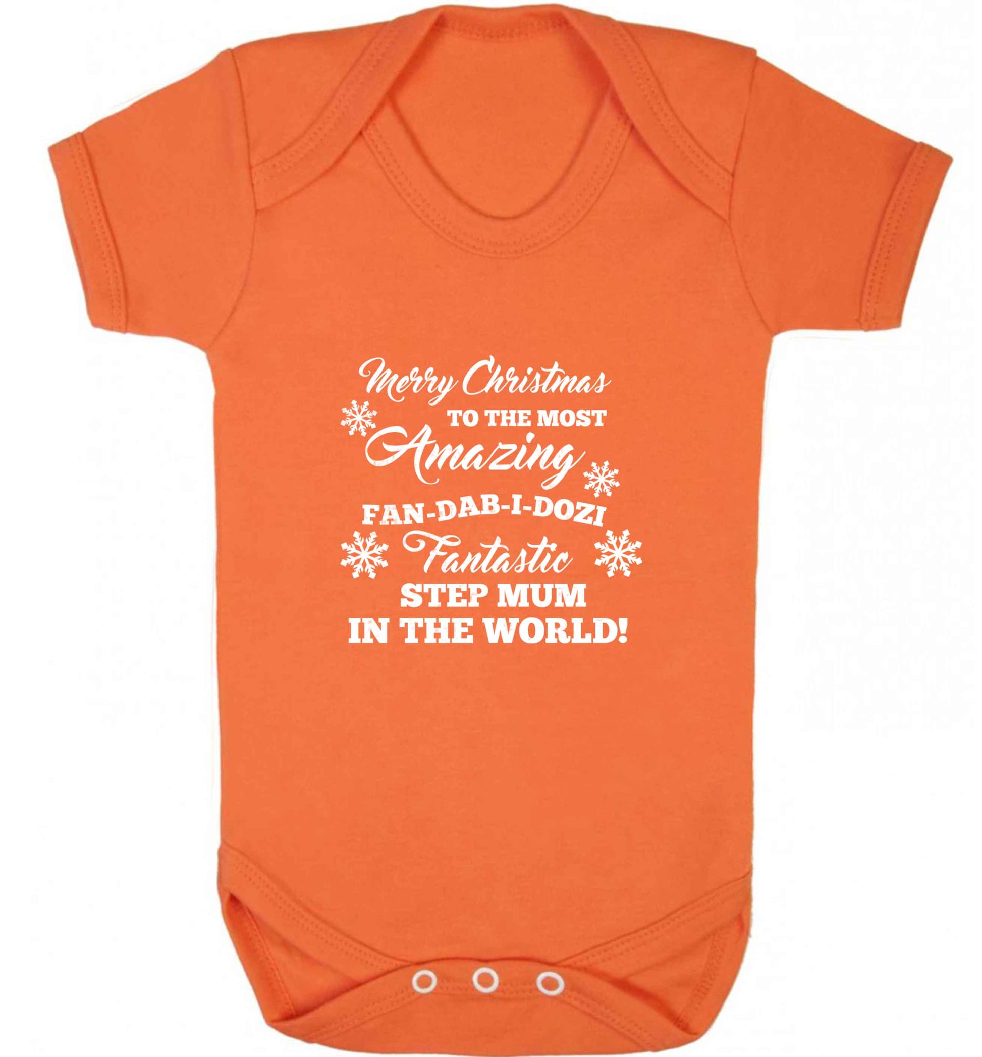 Merry Christmas to the most amazing fan-dab-i-dozi fantasic Step Mum in the world baby vest orange 18-24 months