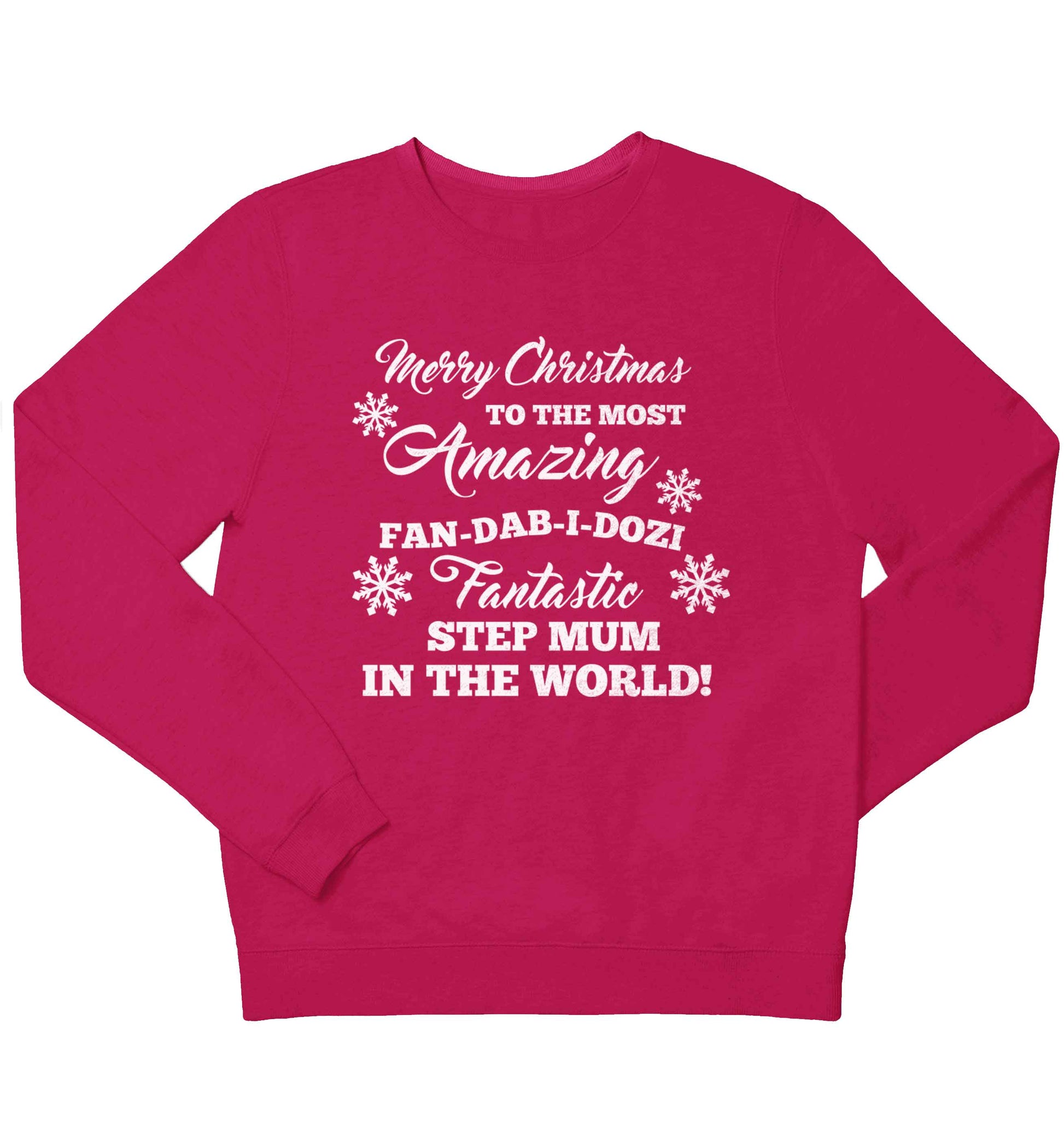 Merry Christmas to the most amazing fan-dab-i-dozi fantasic Step Mum in the world children's pink sweater 12-13 Years