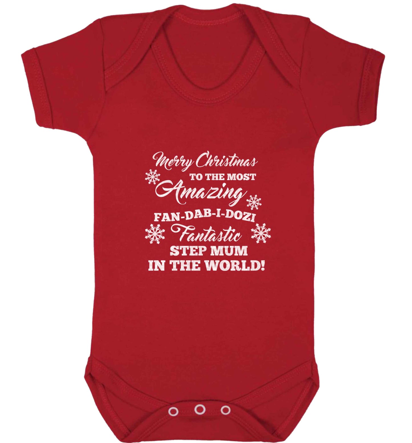 Merry Christmas to the most amazing fan-dab-i-dozi fantasic Step Mum in the world baby vest red 18-24 months