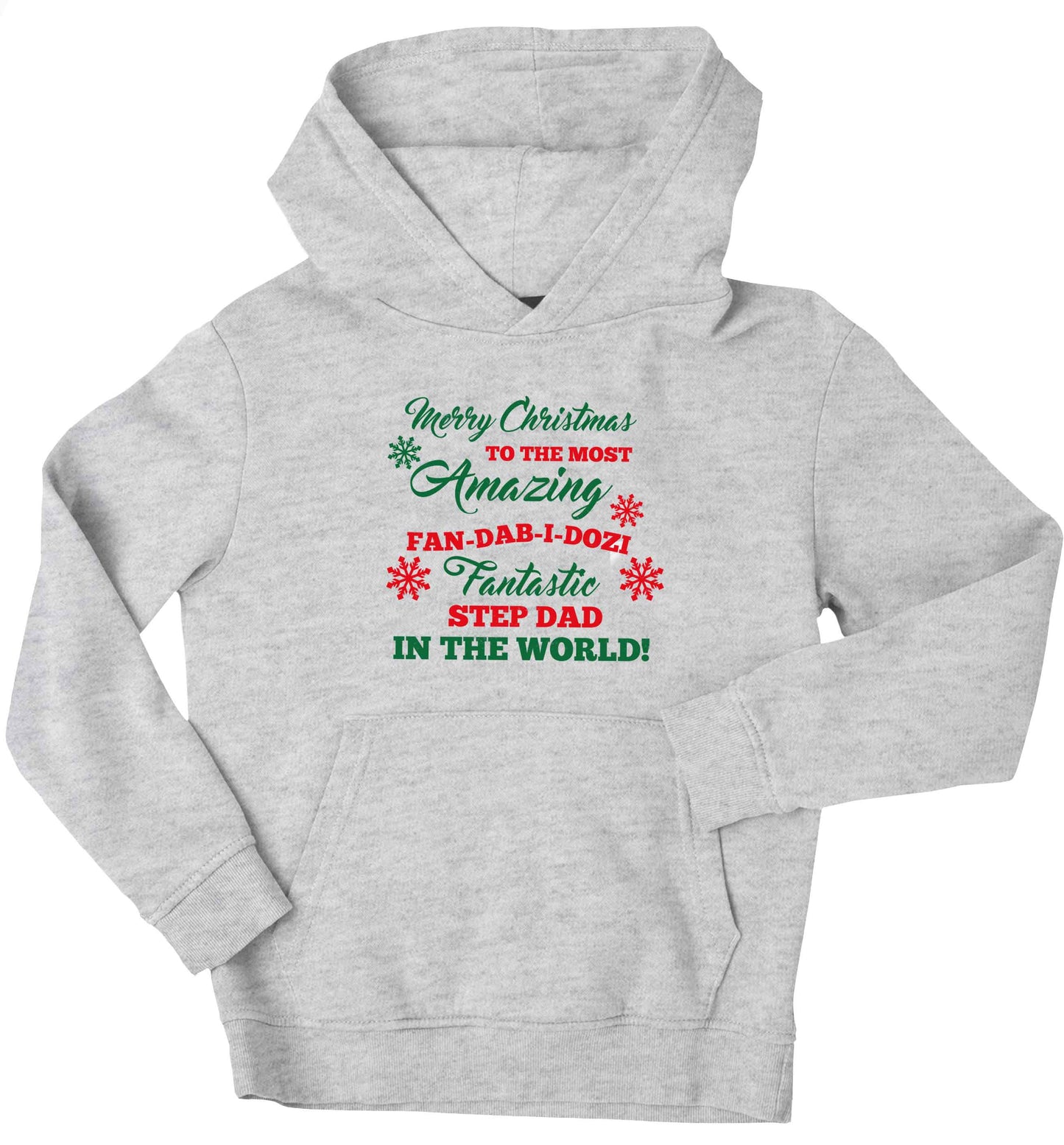 Merry Christmas to the most amazing fan-dab-i-dozi fantasic Step Dad in the world children's grey hoodie 12-13 Years