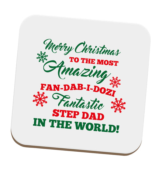 Merry Christmas to the most amazing fan-dab-i-dozi fantasic Step Dad in the world set of four coasters