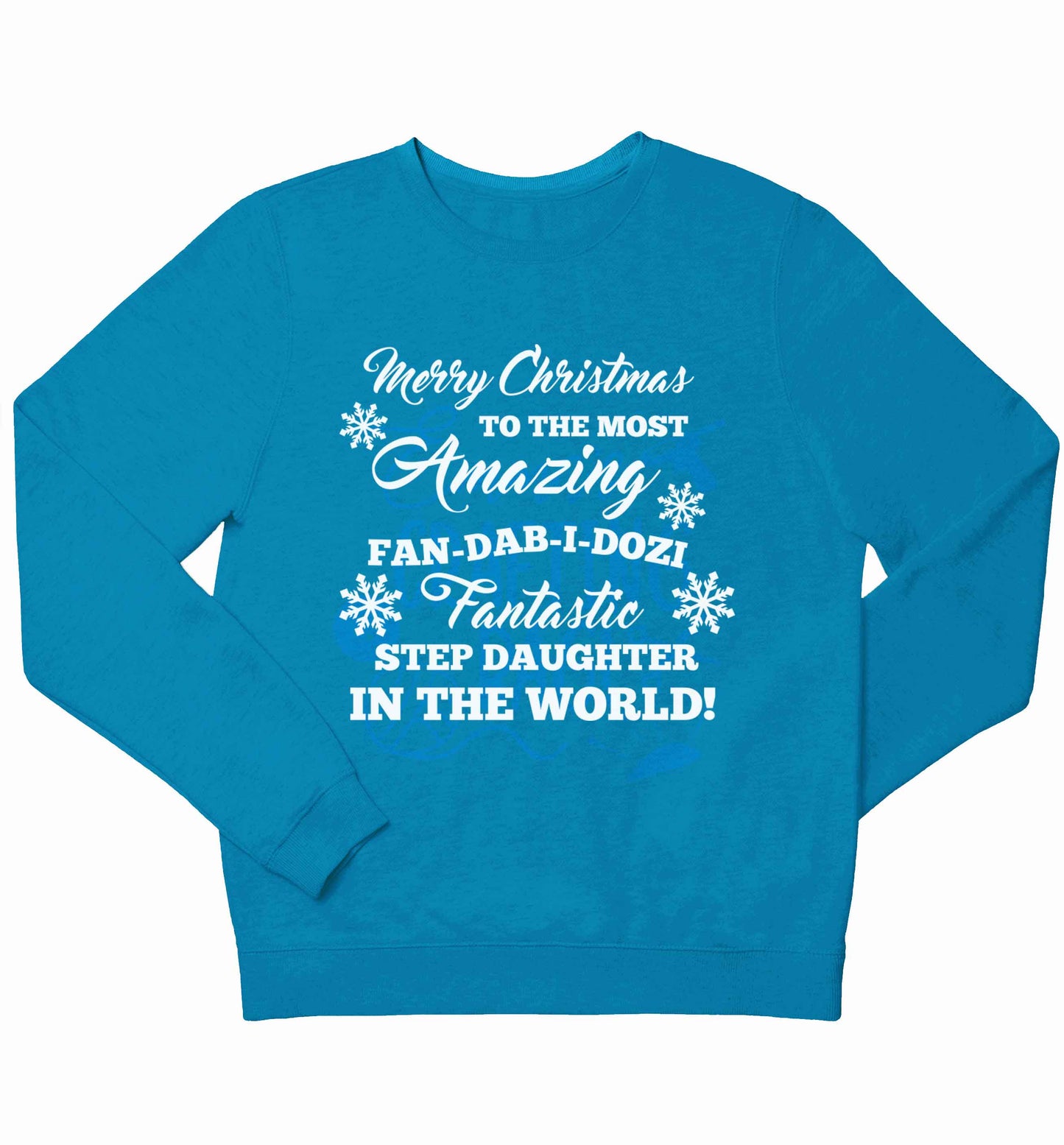 Merry Christmas to the most amazing fan-dab-i-dozi fantasic Step Daughter in the world children's blue sweater 12-13 Years