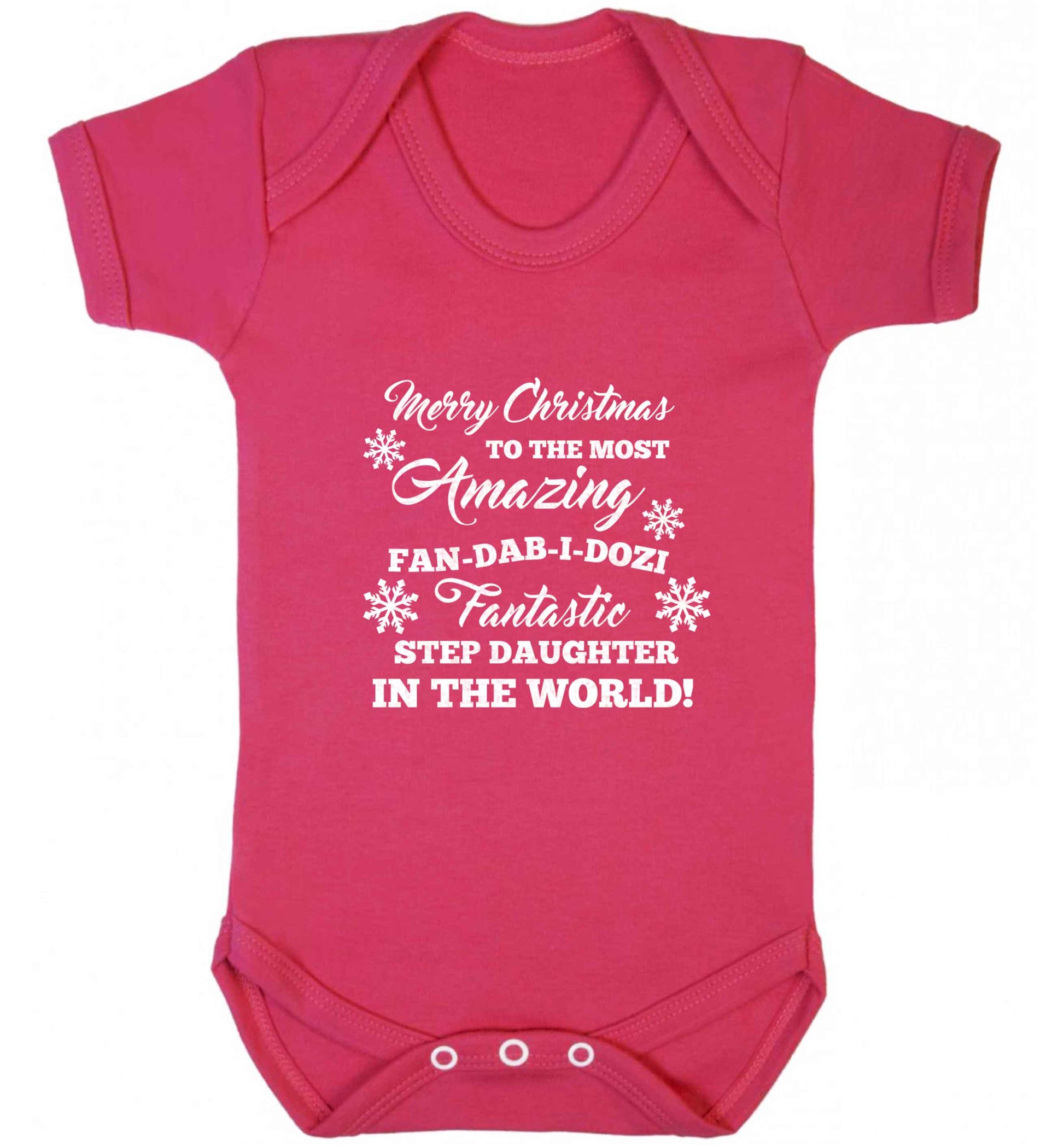 Merry Christmas to the most amazing fan-dab-i-dozi fantasic Step Daughter in the world baby vest dark pink 18-24 months
