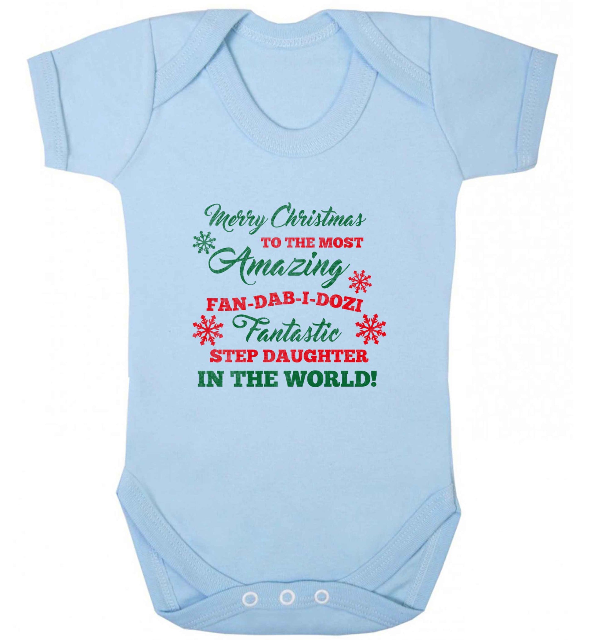 Merry Christmas to the most amazing fan-dab-i-dozi fantasic Step Daughter in the world baby vest pale blue 18-24 months