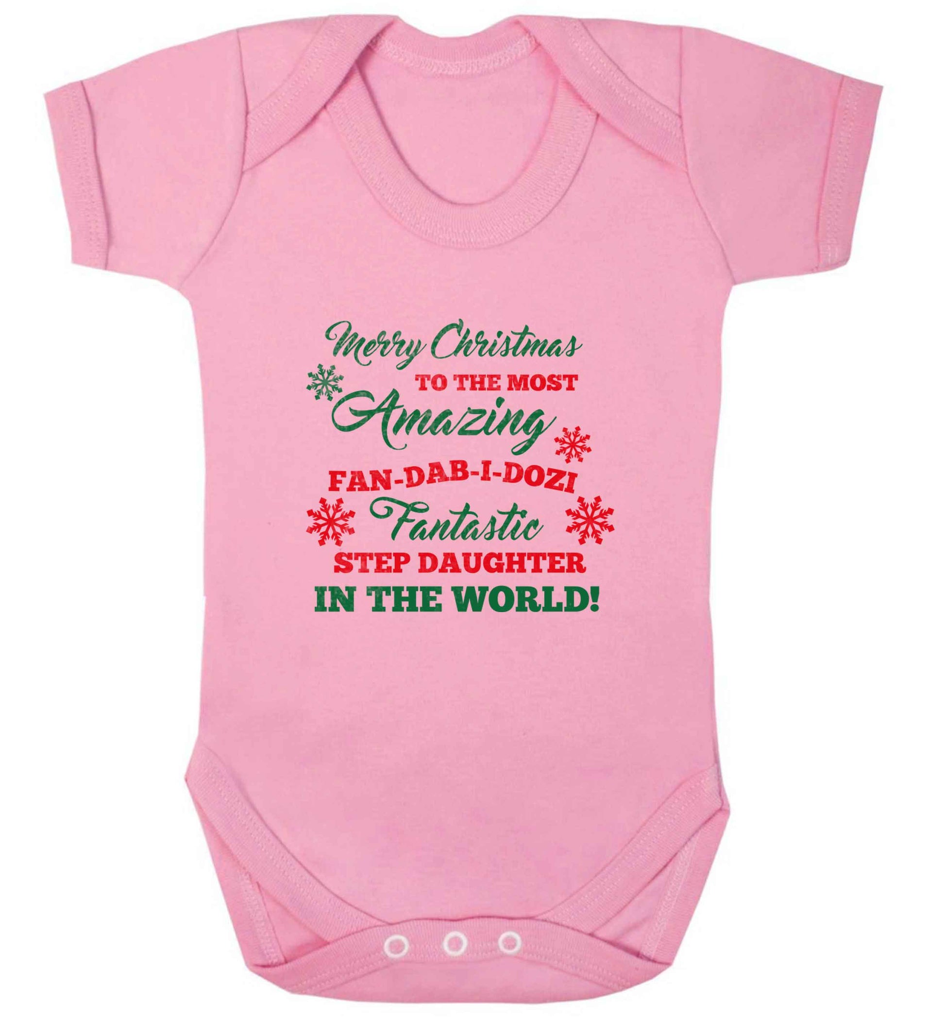 Merry Christmas to the most amazing fan-dab-i-dozi fantasic Step Daughter in the world baby vest pale pink 18-24 months