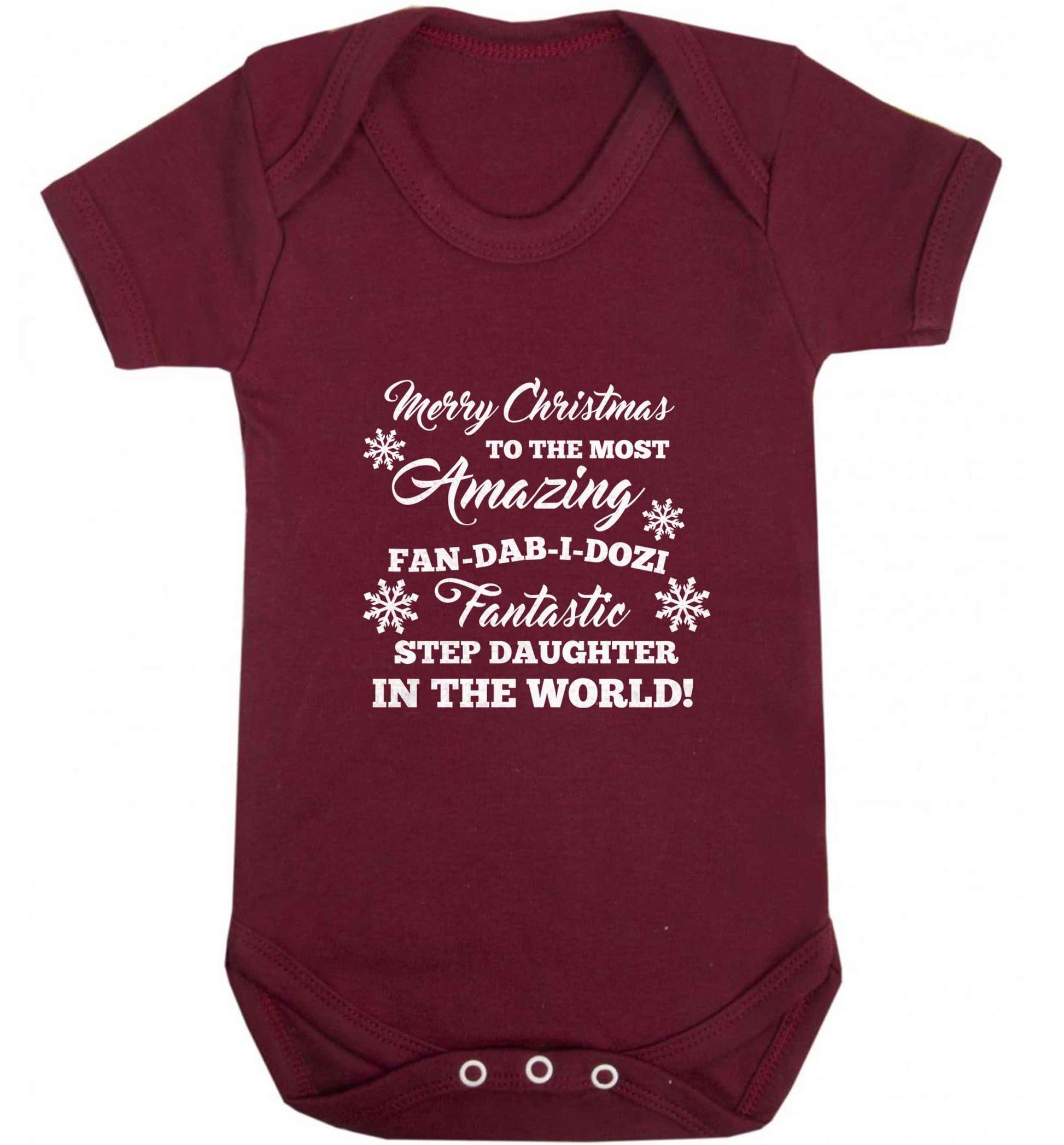 Merry Christmas to the most amazing fan-dab-i-dozi fantasic Step Daughter in the world baby vest maroon 18-24 months