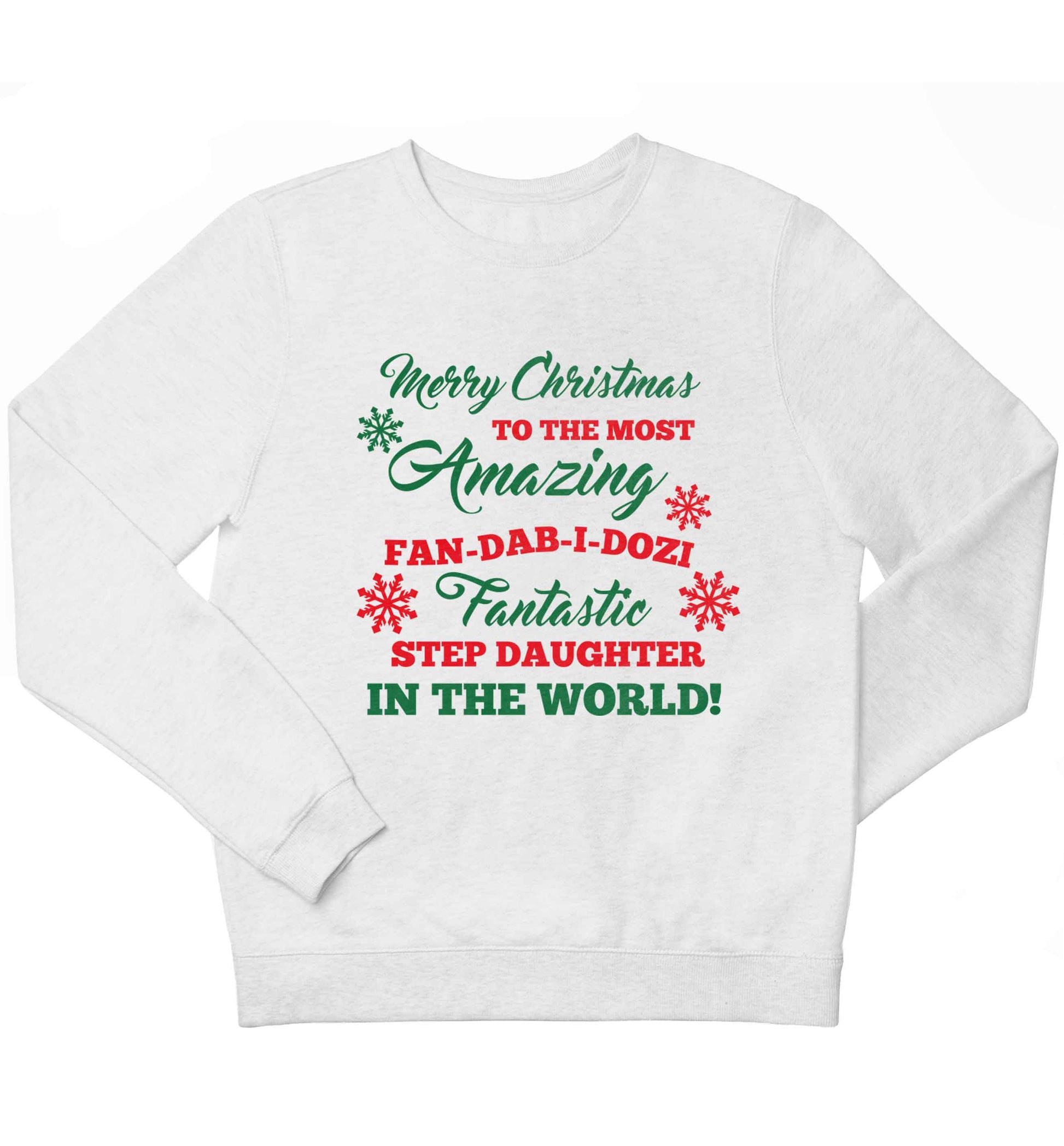 Merry Christmas to the most amazing fan-dab-i-dozi fantasic Step Daughter in the world children's white sweater 12-13 Years