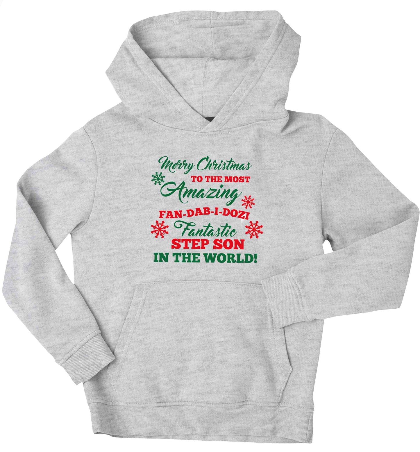Merry Christmas to the most amazing fan-dab-i-dozi fantasic Step Son in the world children's grey hoodie 12-13 Years