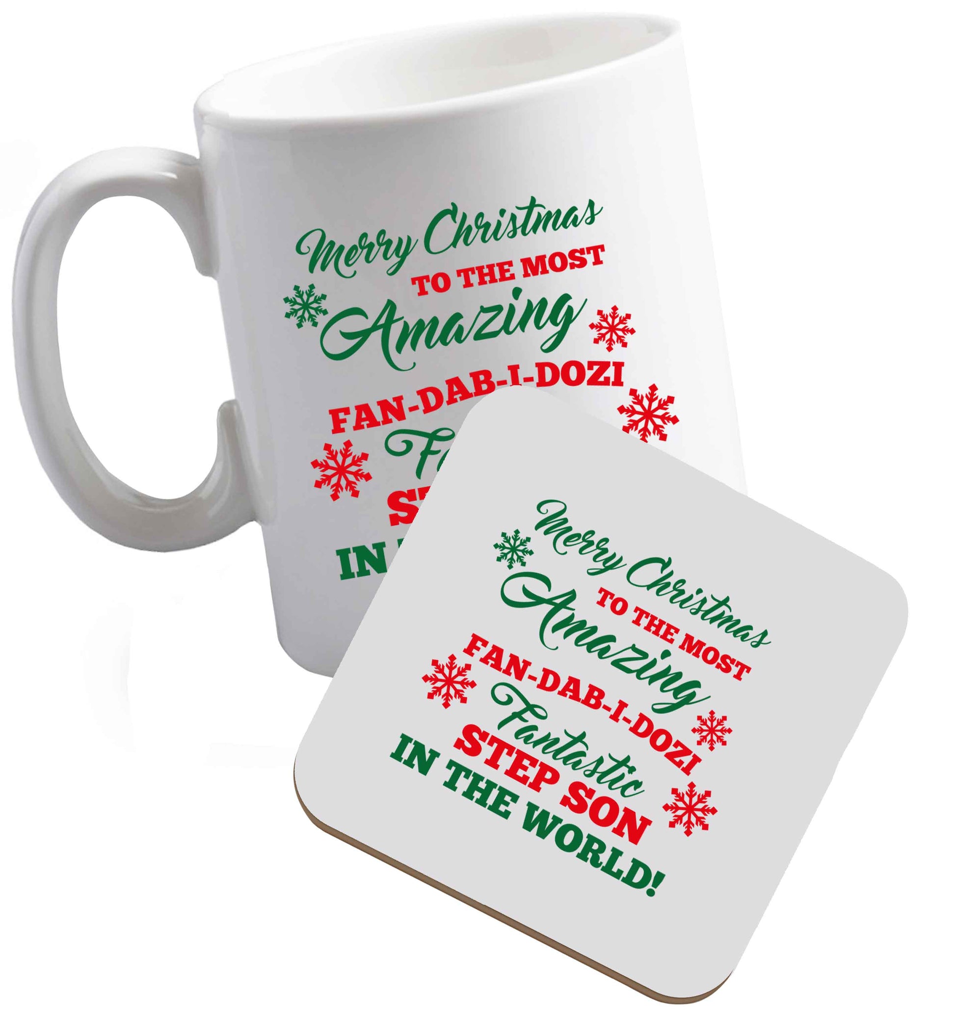 10 oz Tis The Season to Drink Whisky ceramic mug and coaster set right handed