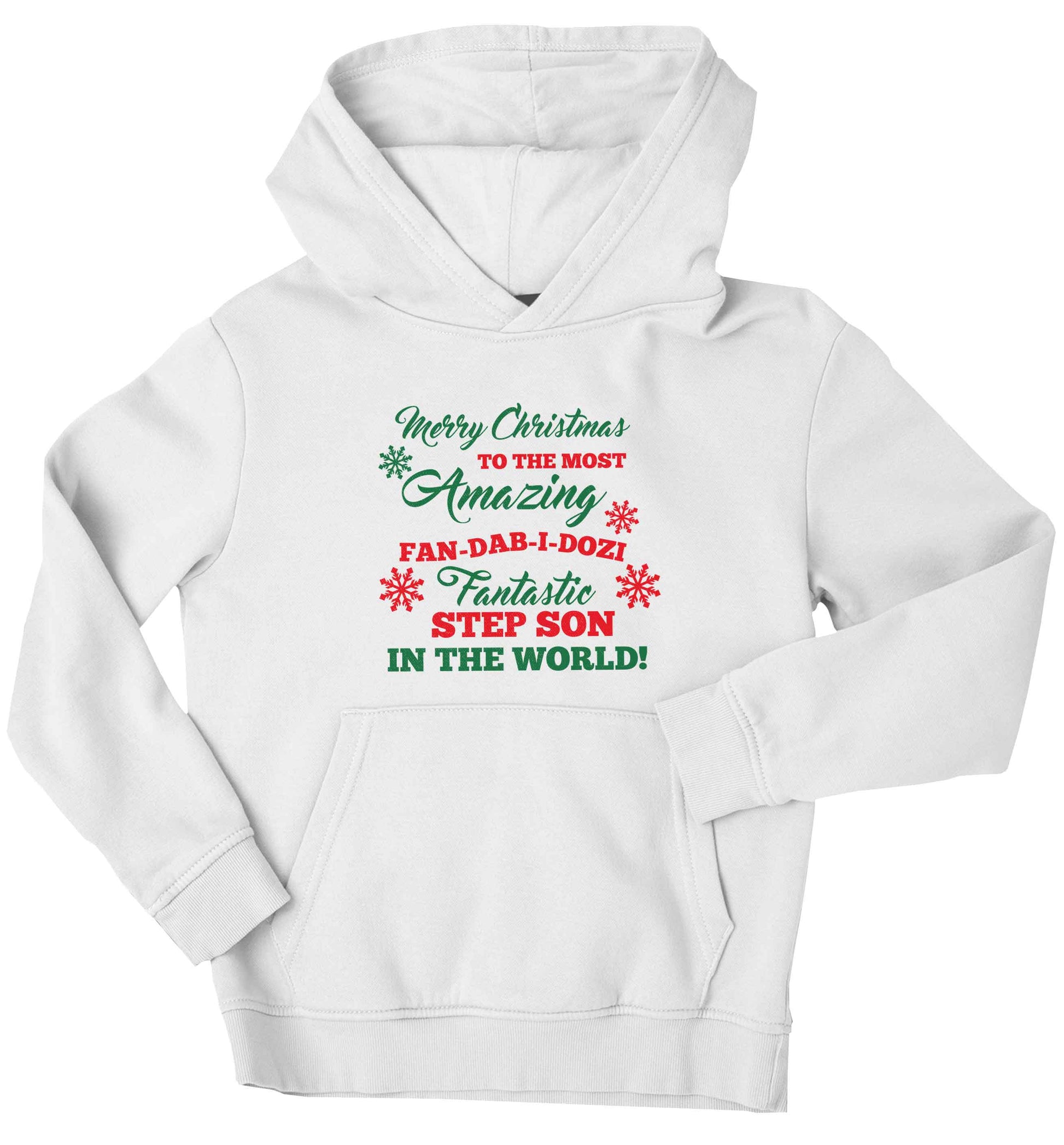 Merry Christmas to the most amazing fan-dab-i-dozi fantasic Step Son in the world children's white hoodie 12-13 Years
