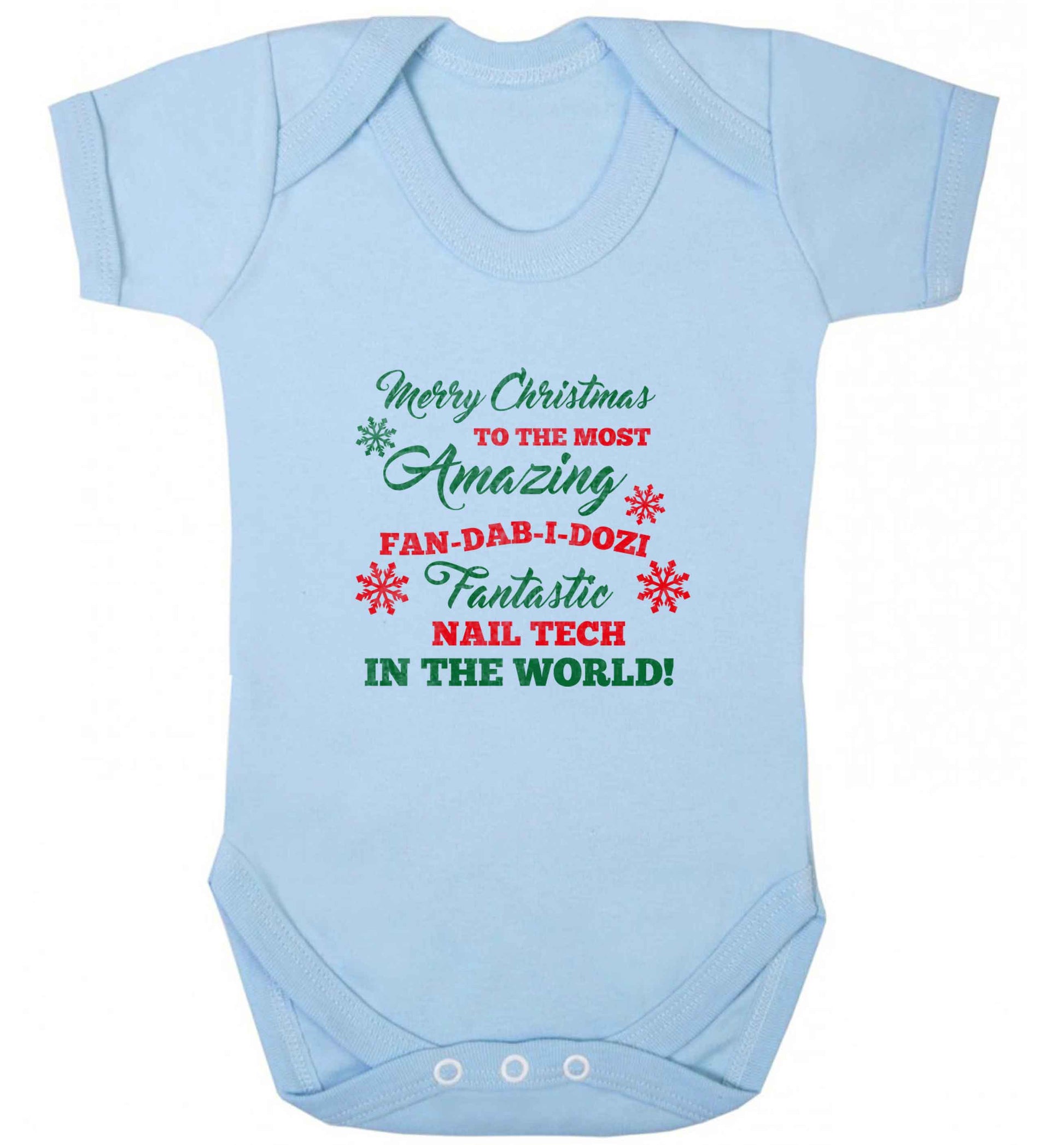 Merry Christmas to the most amazing fan-dab-i-dozi fantasic nail technician in the world baby vest pale blue 18-24 months