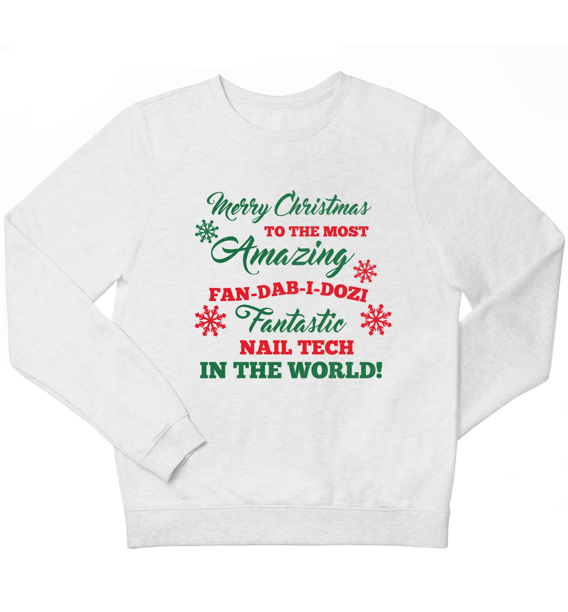 Merry Christmas to the most amazing fan-dab-i-dozi fantasic nail technician in the world children's white sweater 12-13 Years