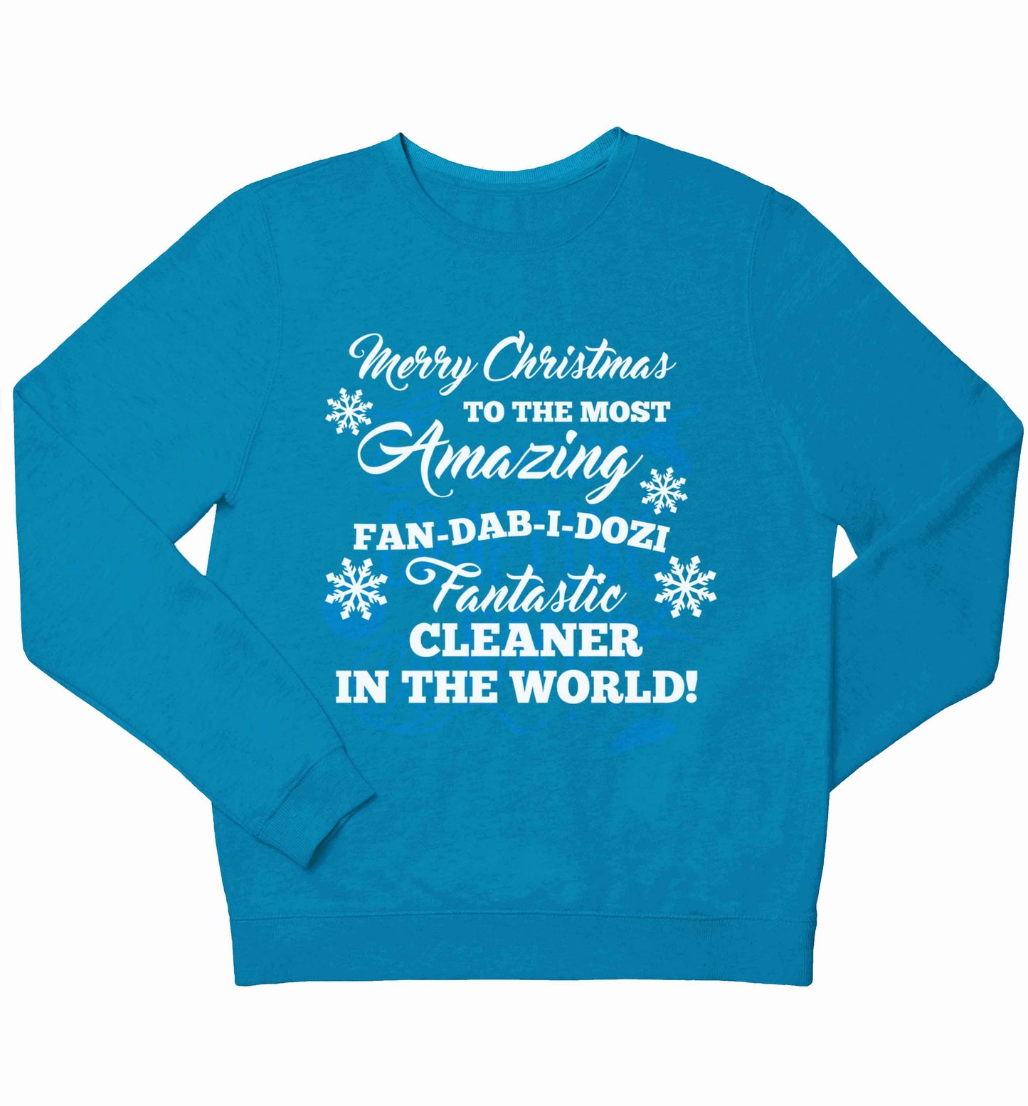 Merry Christmas to the most amazing fan-dab-i-dozi fantasic cleaner in the world children's blue sweater 12-13 Years