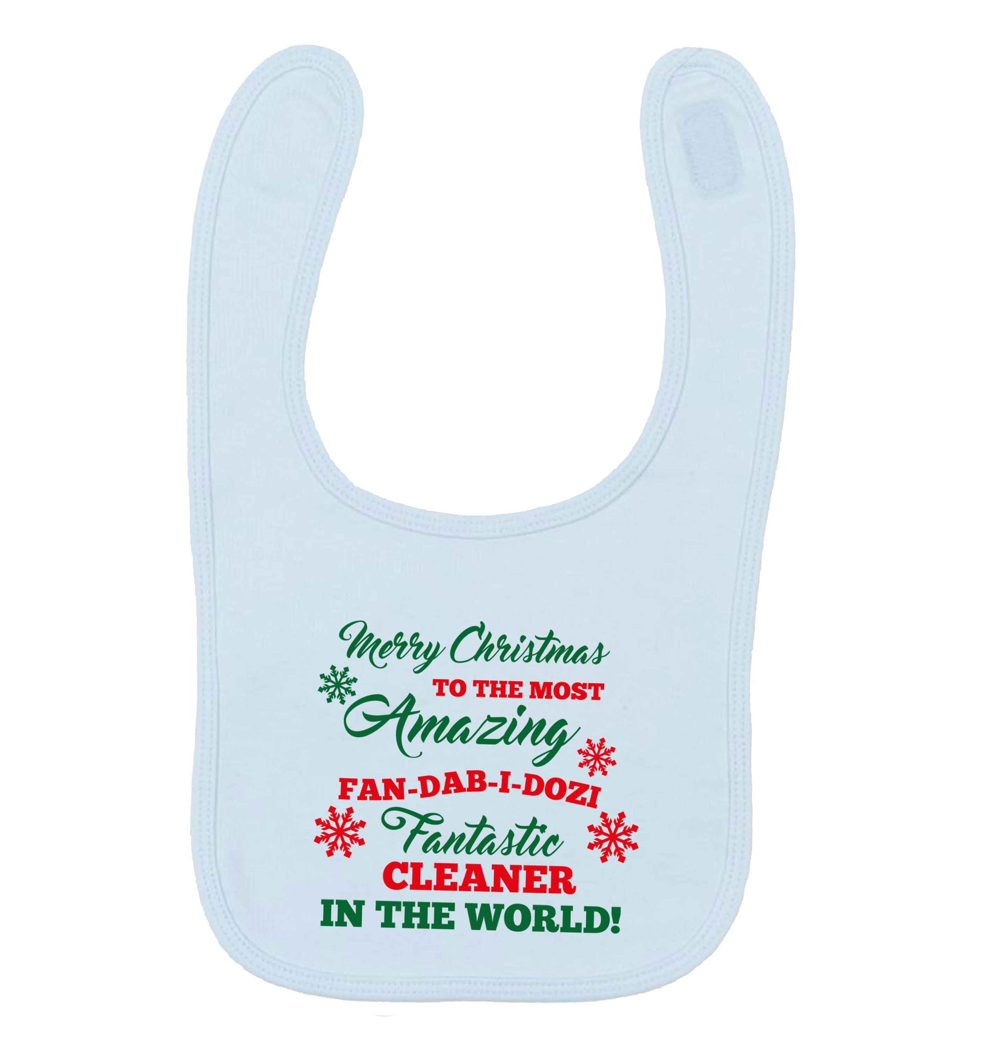 Merry Christmas to the most amazing fan-dab-i-dozi fantasic cleaner in the world pale blue baby bib