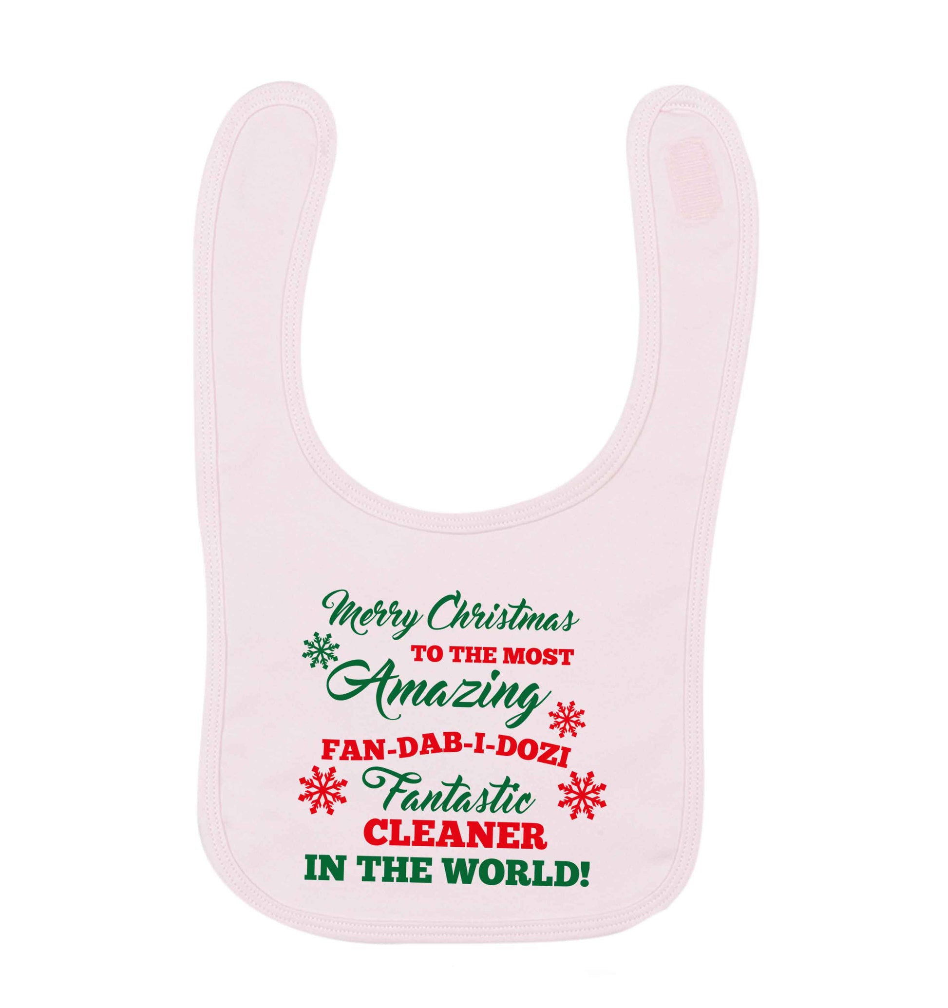Merry Christmas to the most amazing fan-dab-i-dozi fantasic cleaner in the world pale pink baby bib