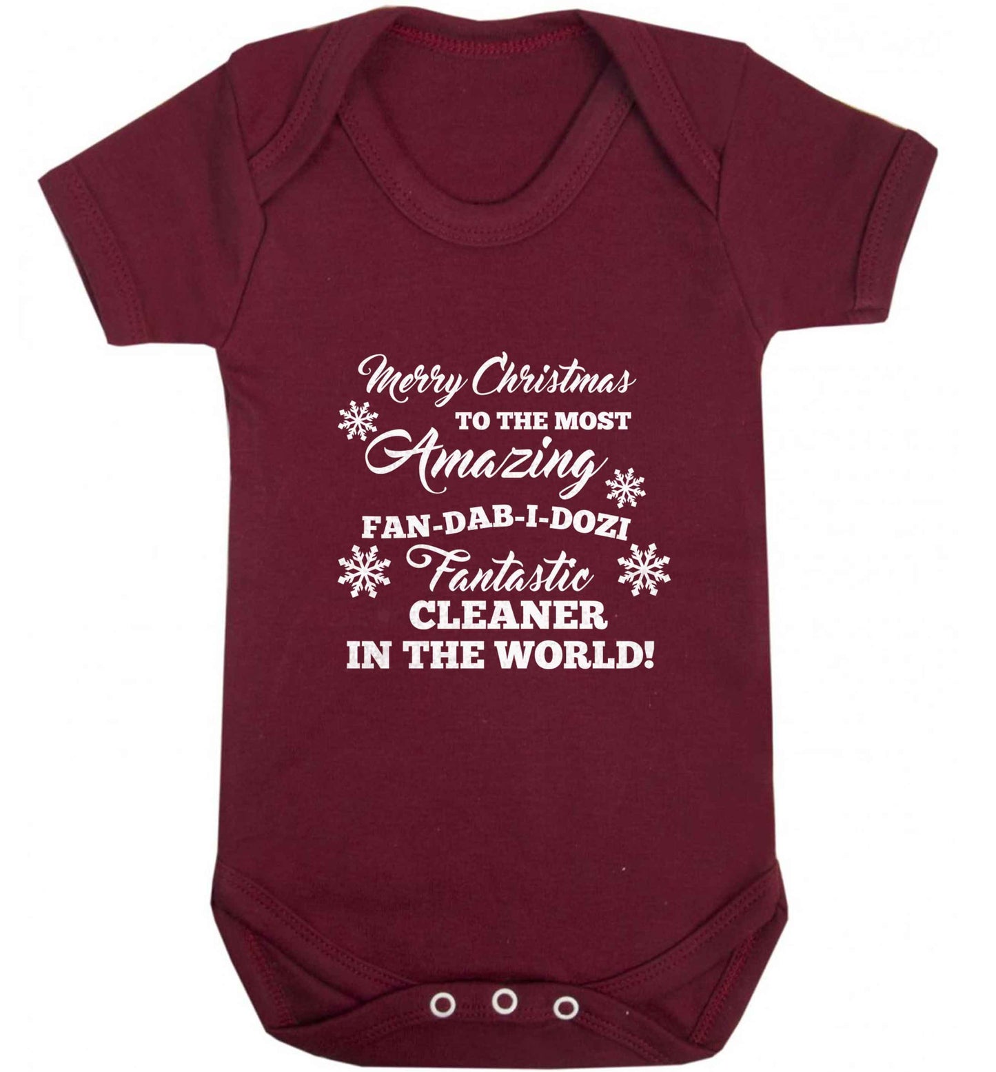 Merry Christmas to the most amazing fan-dab-i-dozi fantasic cleaner in the world baby vest maroon 18-24 months
