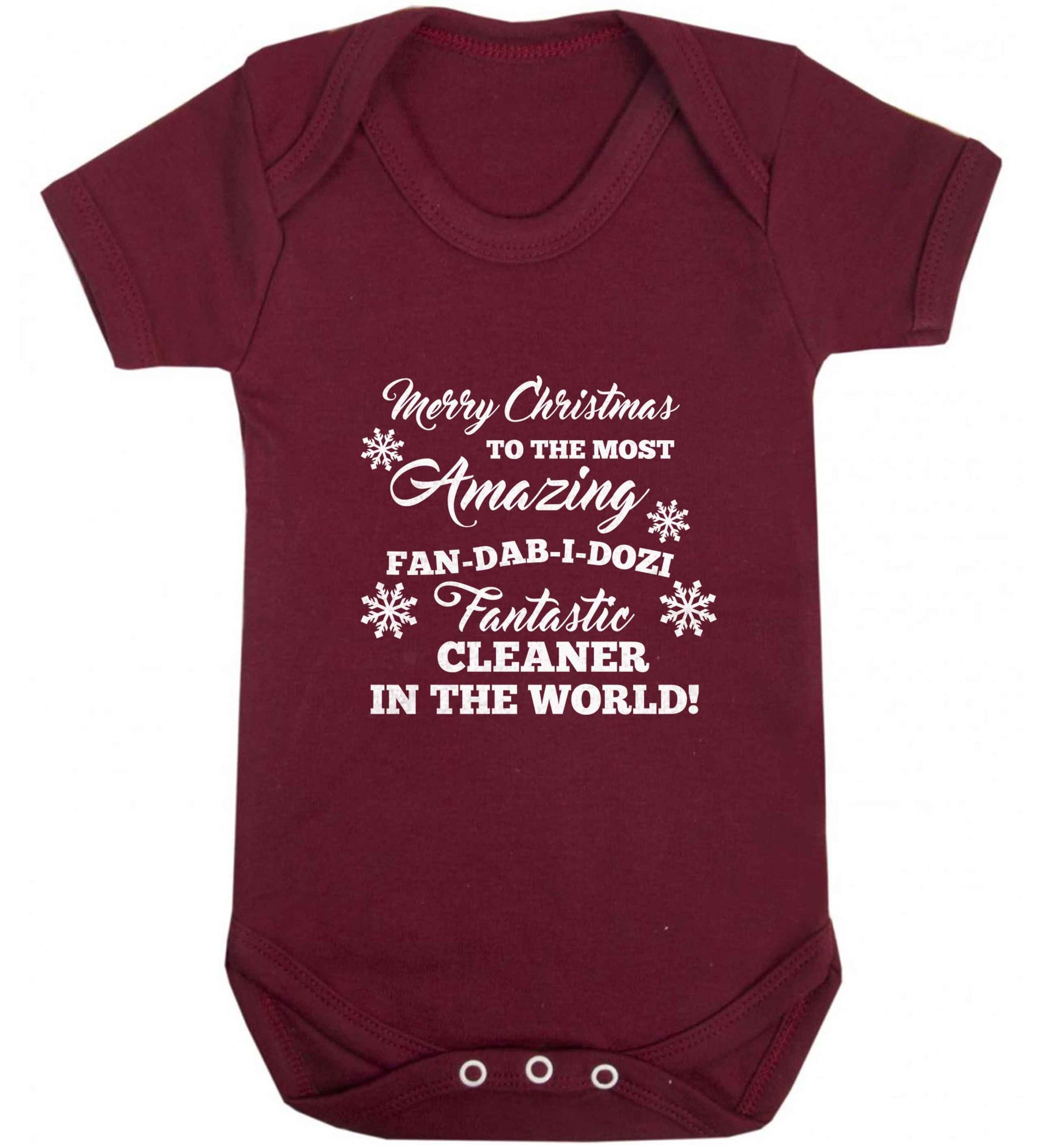 Merry Christmas to the most amazing fan-dab-i-dozi fantasic cleaner in the world baby vest maroon 18-24 months