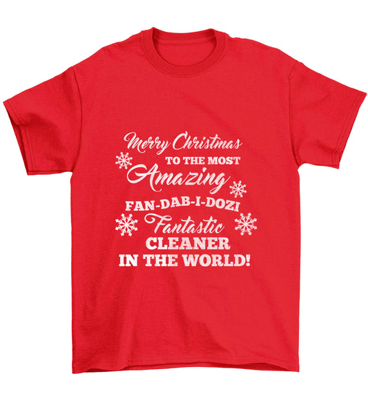 Merry Christmas to the most amazing fan-dab-i-dozi fantasic cleaner in the world Children's red Tshirt 12-13 Years