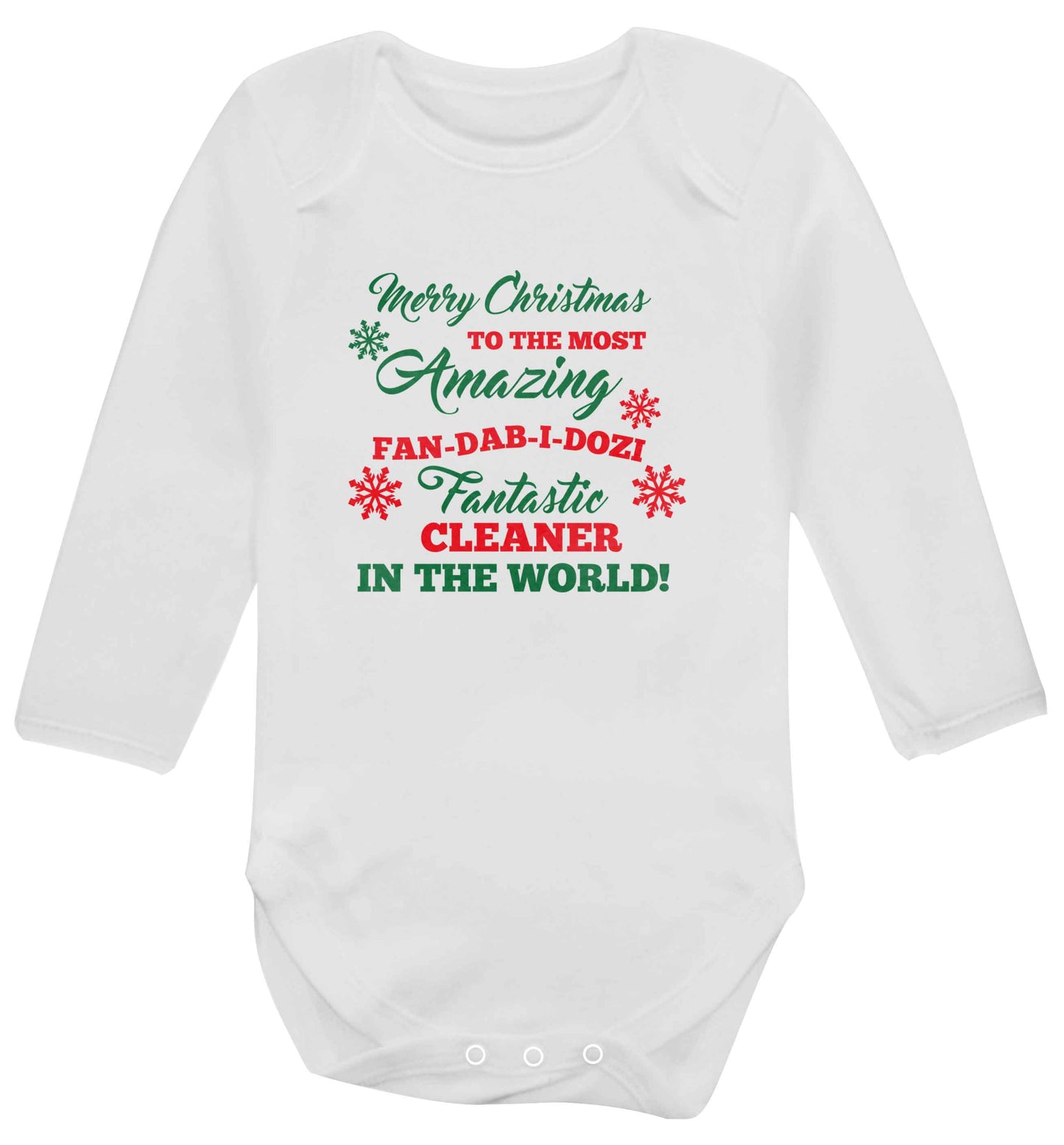 Merry Christmas to the most amazing fan-dab-i-dozi fantasic cleaner in the world baby vest long sleeved white 6-12 months
