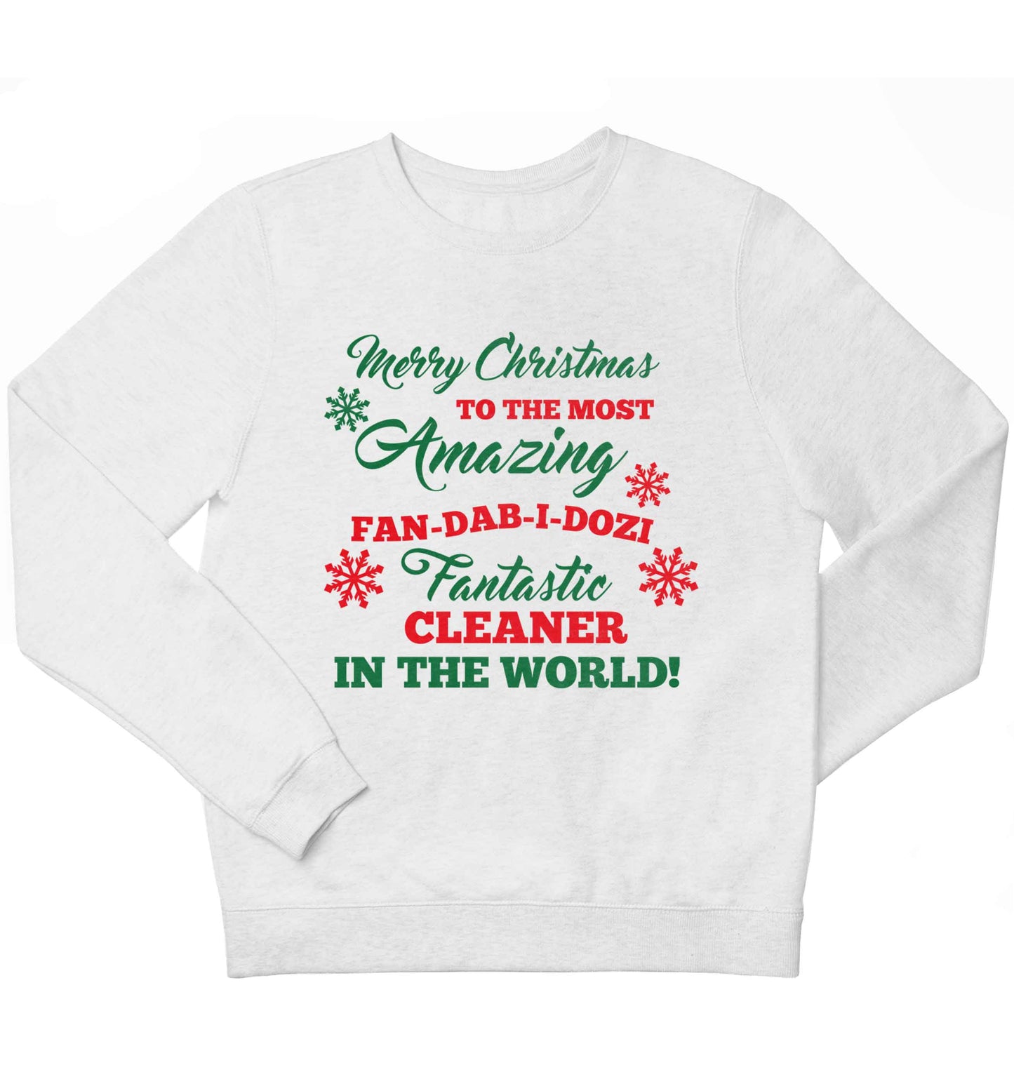 Merry Christmas to the most amazing fan-dab-i-dozi fantasic cleaner in the world children's white sweater 12-13 Years