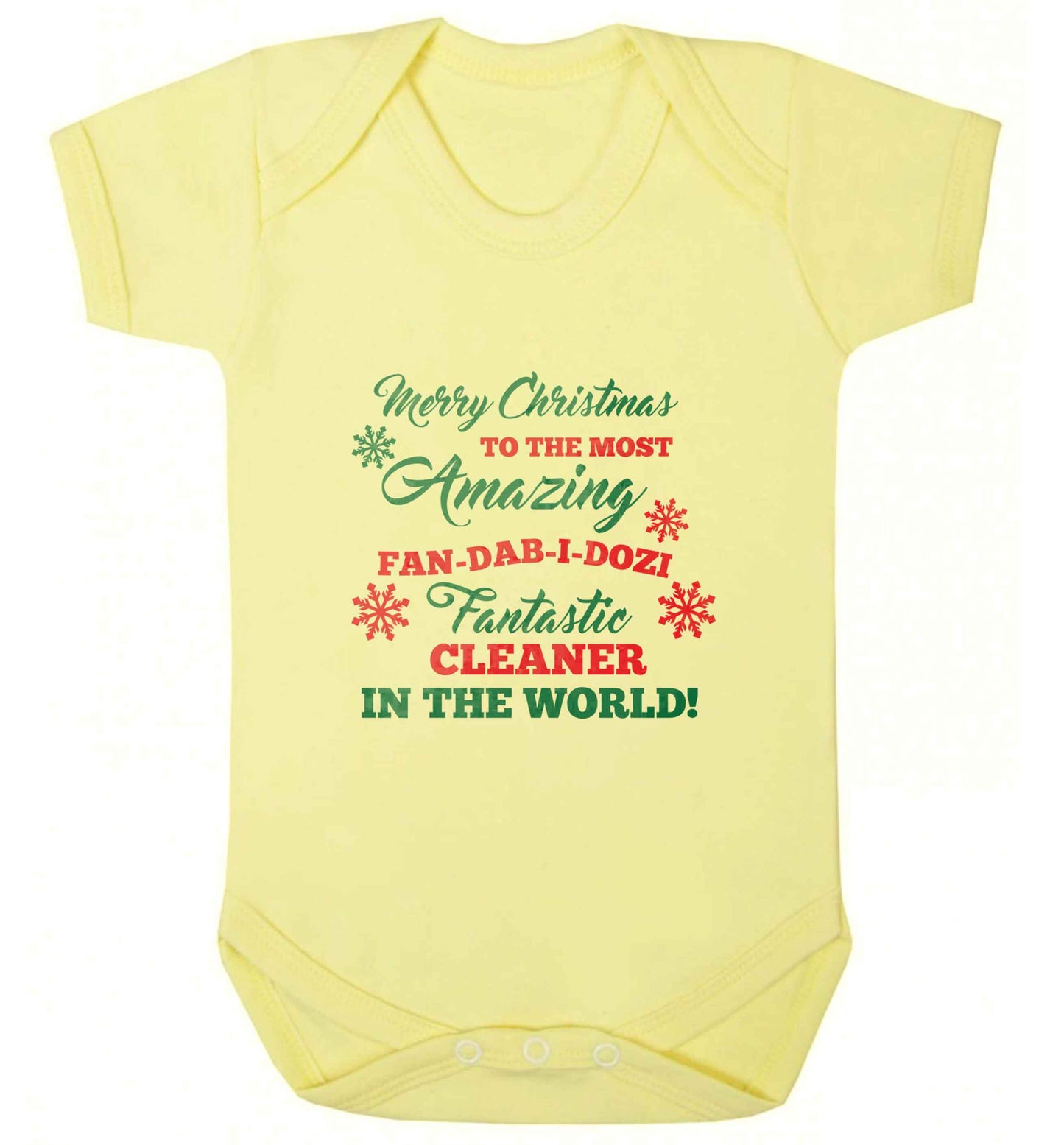 Merry Christmas to the most amazing fan-dab-i-dozi fantasic cleaner in the world baby vest pale yellow 18-24 months