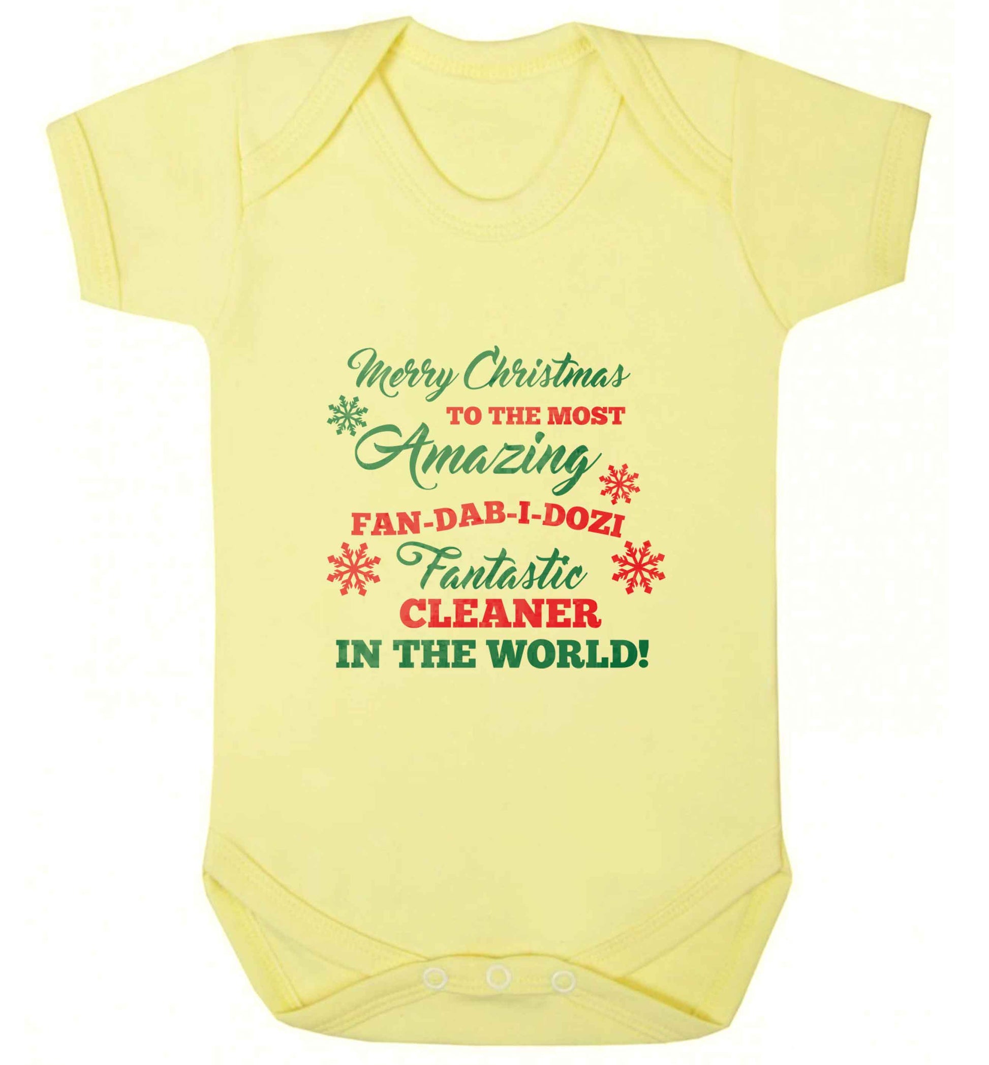 Merry Christmas to the most amazing fan-dab-i-dozi fantasic cleaner in the world baby vest pale yellow 18-24 months