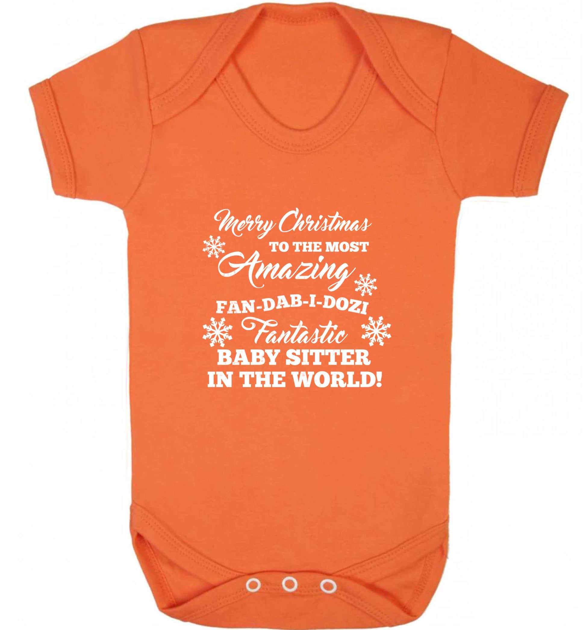 Merry Christmas to the most amazing fan-dab-i-dozi fantasic baby sitter in the world baby vest orange 18-24 months