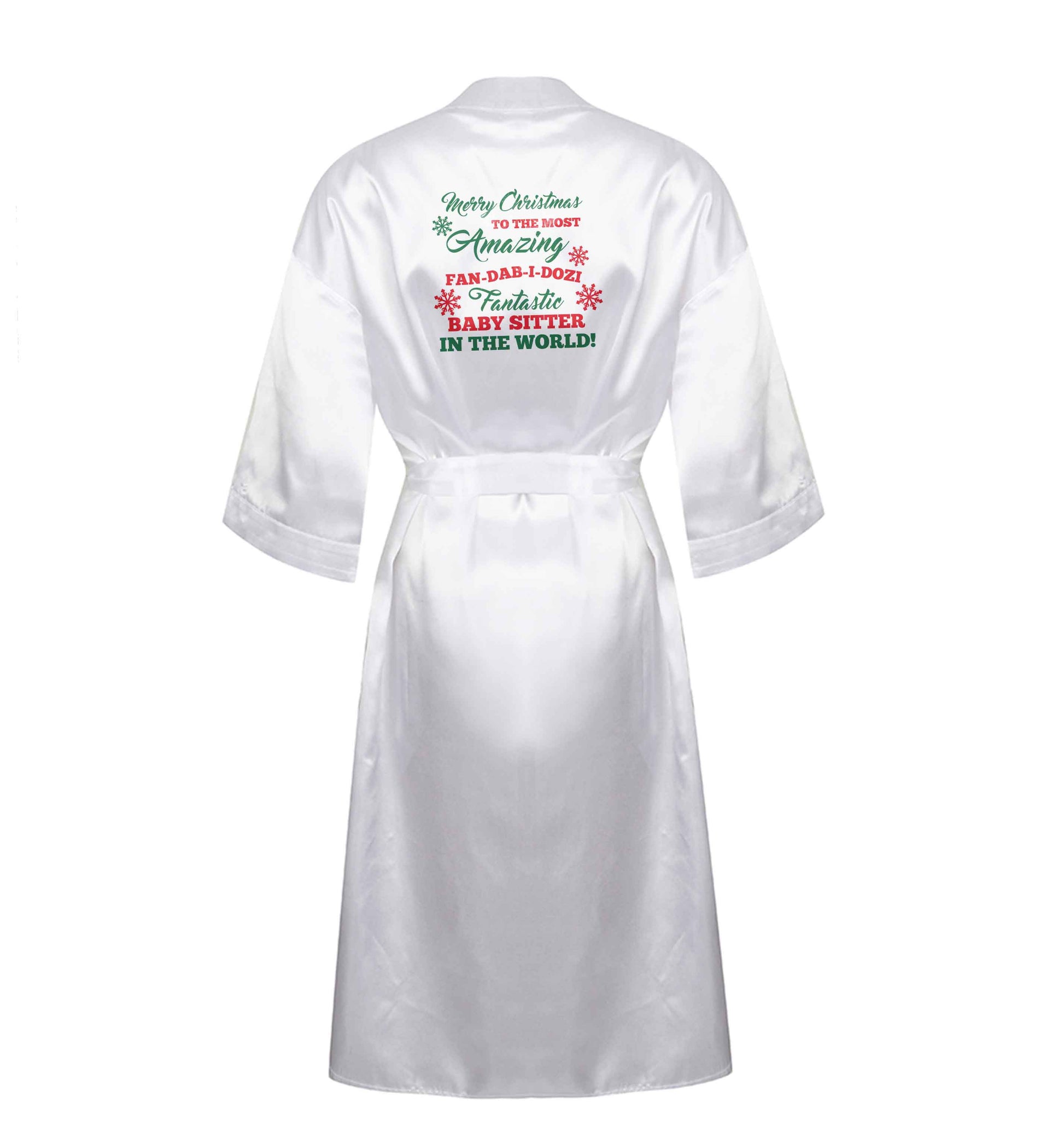 Merry Christmas to the most amazing fan-dab-i-dozi fantasic baby sitter in the world XL/XXL white ladies dressing gown size 16/18