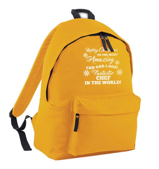 Merry Christmas to the most amazing fan-dab-i-dozi fantasic chef in the world mustard adults backpack