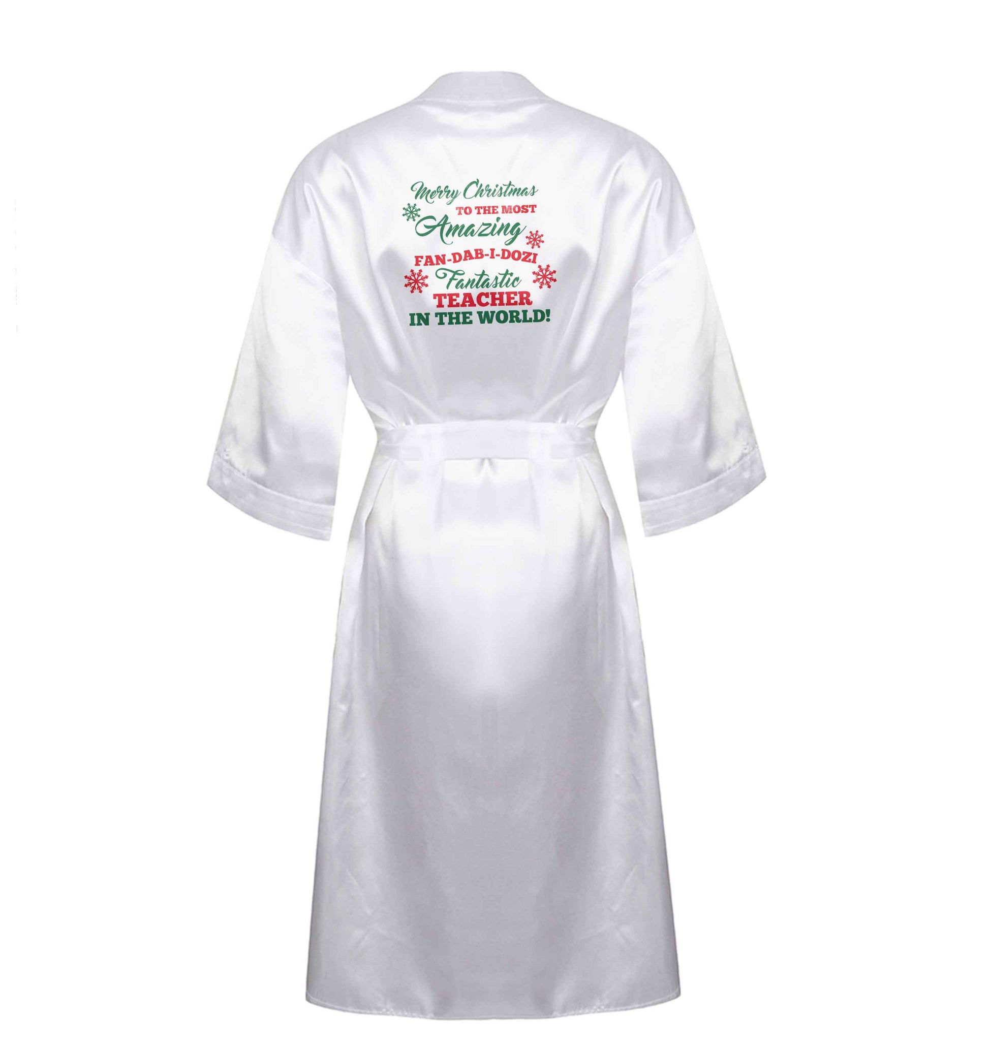 Merry Christmas to the most amazing fan-dab-i-dozi fantasic teacher in the world XL/XXL white ladies dressing gown size 16/18