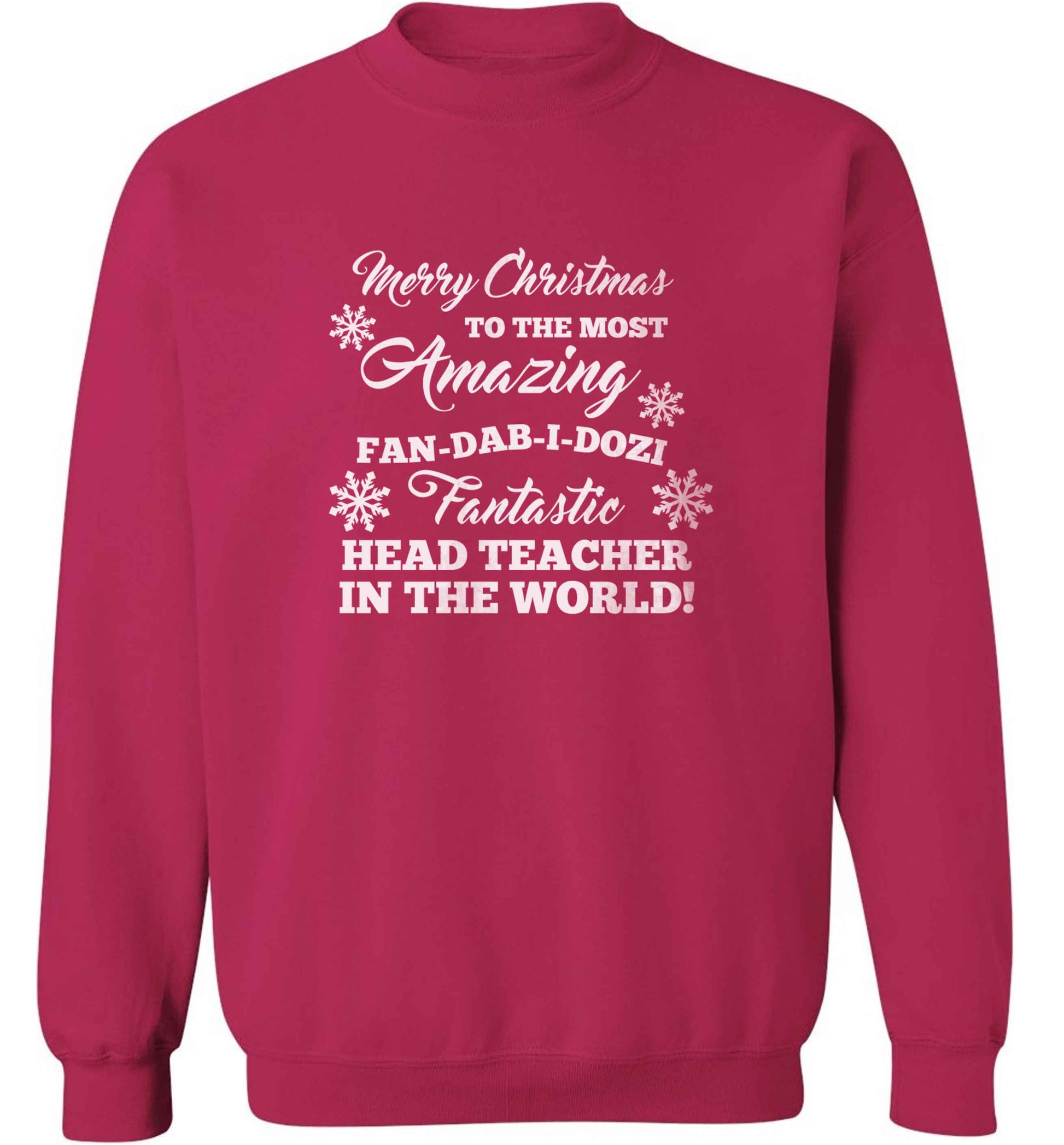 Merry Christmas to the most amazing fan-dab-i-dozi fantasic head teacher in the world adult's unisex pink sweater 2XL