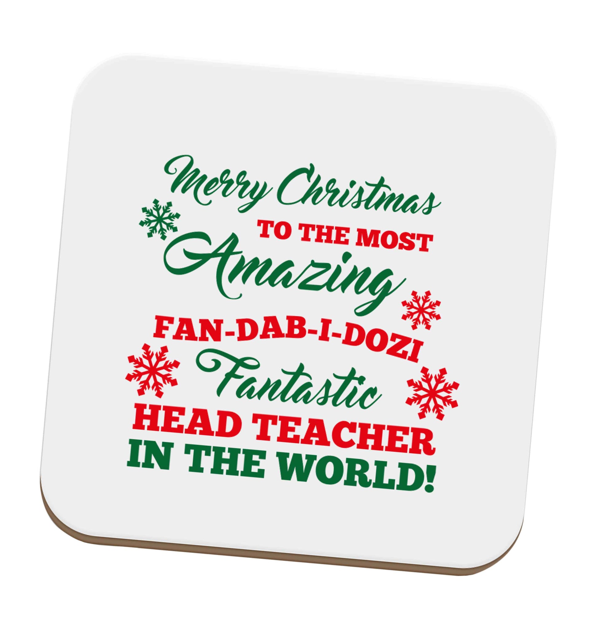 Merry Christmas to the most amazing fan-dab-i-dozi fantasic head teacher in the world set of four coasters