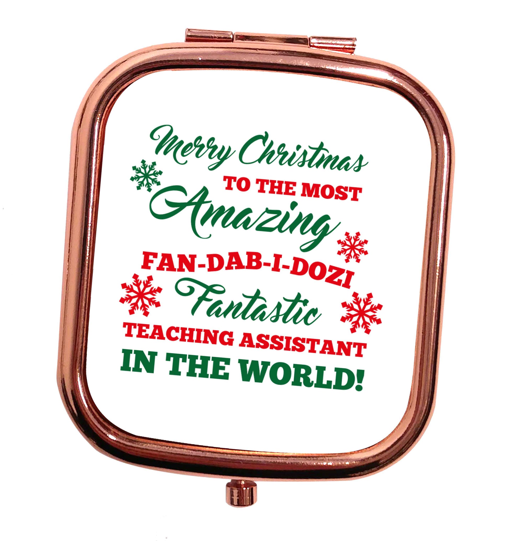 Merry Christmas to the most amazing fan-dab-i-dozi fantasic teaching assistant in the world rose gold square pocket mirror