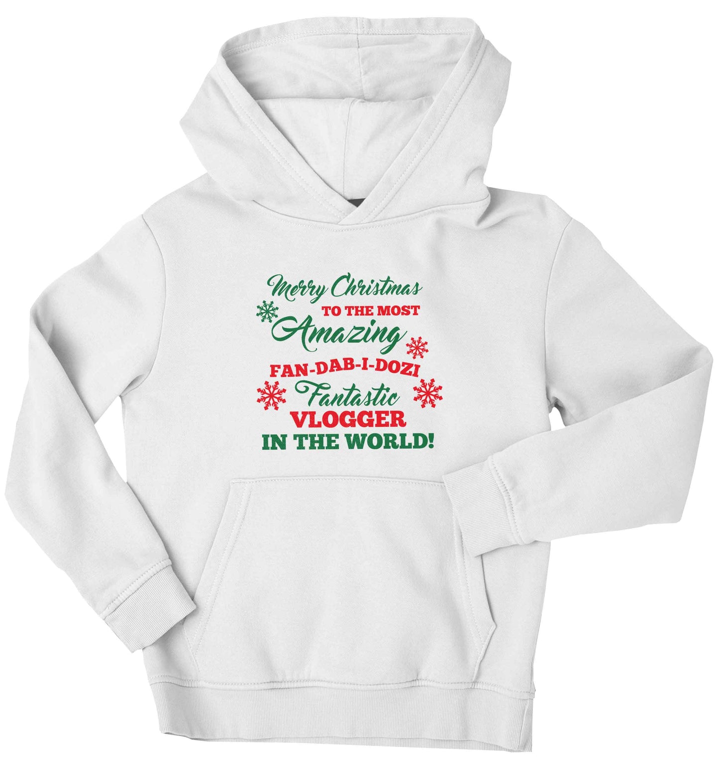 Merry Christmas to the most amazing fan-dab-i-dozi fantasic vlogger in the world children's white hoodie 12-13 Years