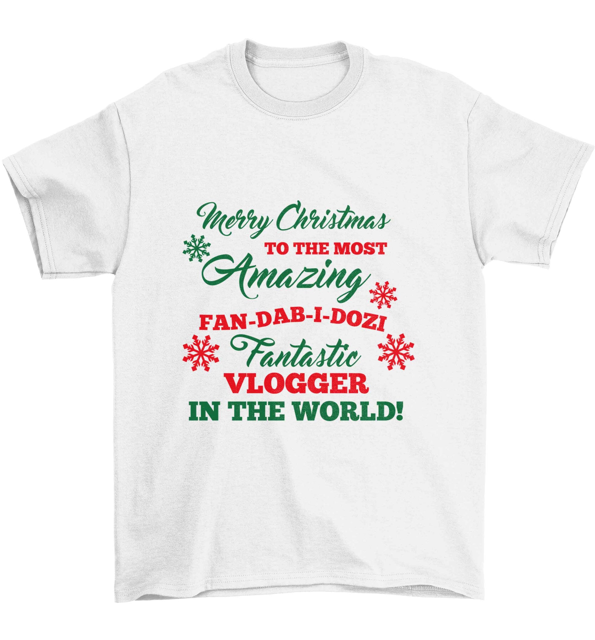 Merry Christmas to the most amazing fan-dab-i-dozi fantasic vlogger in the world Children's white Tshirt 12-13 Years