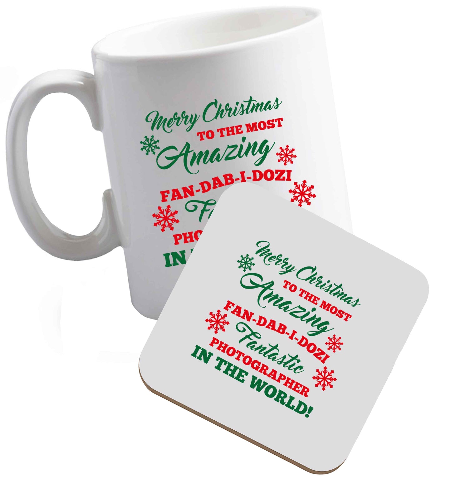 10 oz Tis The Season to Drink Whisky ceramic mug and coaster set right handed