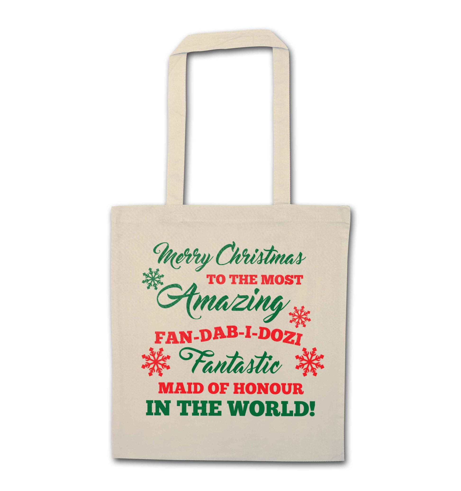 Merry Christmas to the most amazing maid of honour in the world! natural tote bag