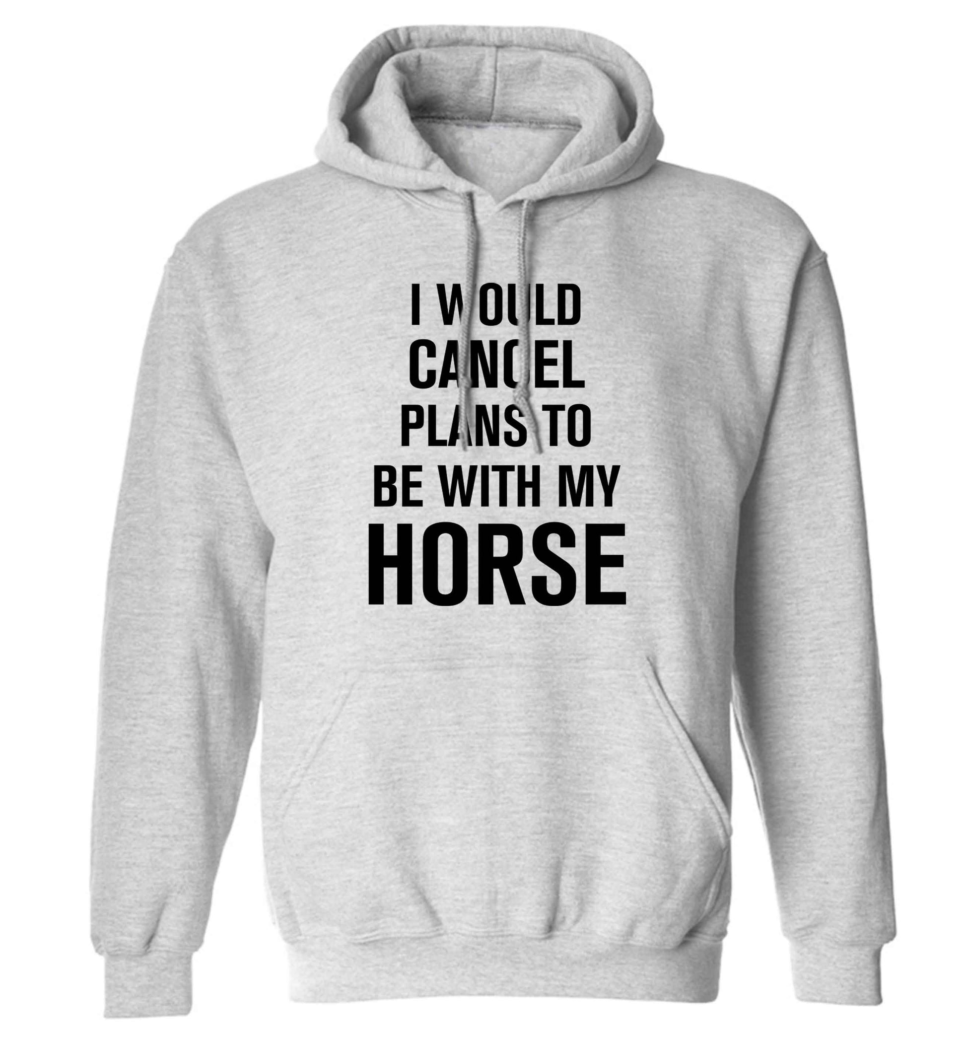 I will cancel plans to be with my horse adults unisex grey hoodie 2XL