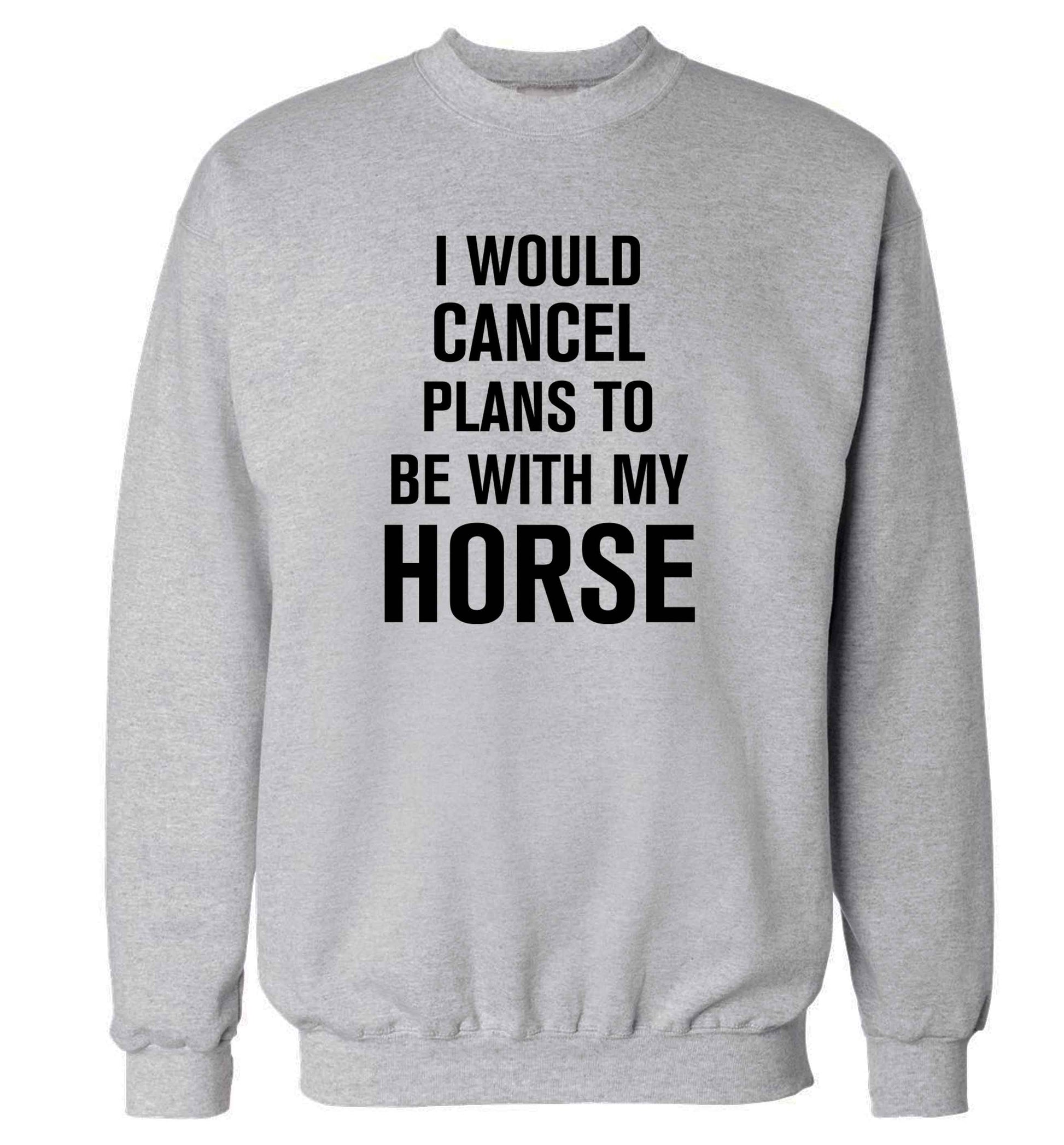 I will cancel plans to be with my horse adult's unisex grey sweater 2XL