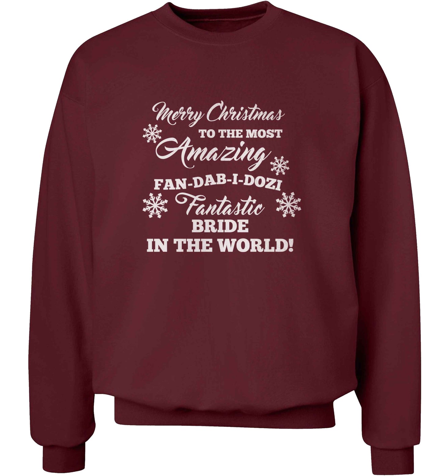 Merry Christmas to the most amazing bride in the world! adult's unisex maroon sweater 2XL