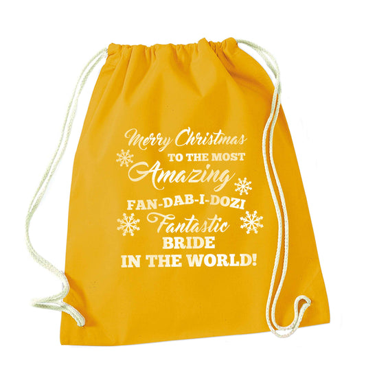 Merry Christmas to the most amazing bride in the world! mustard drawstring bag