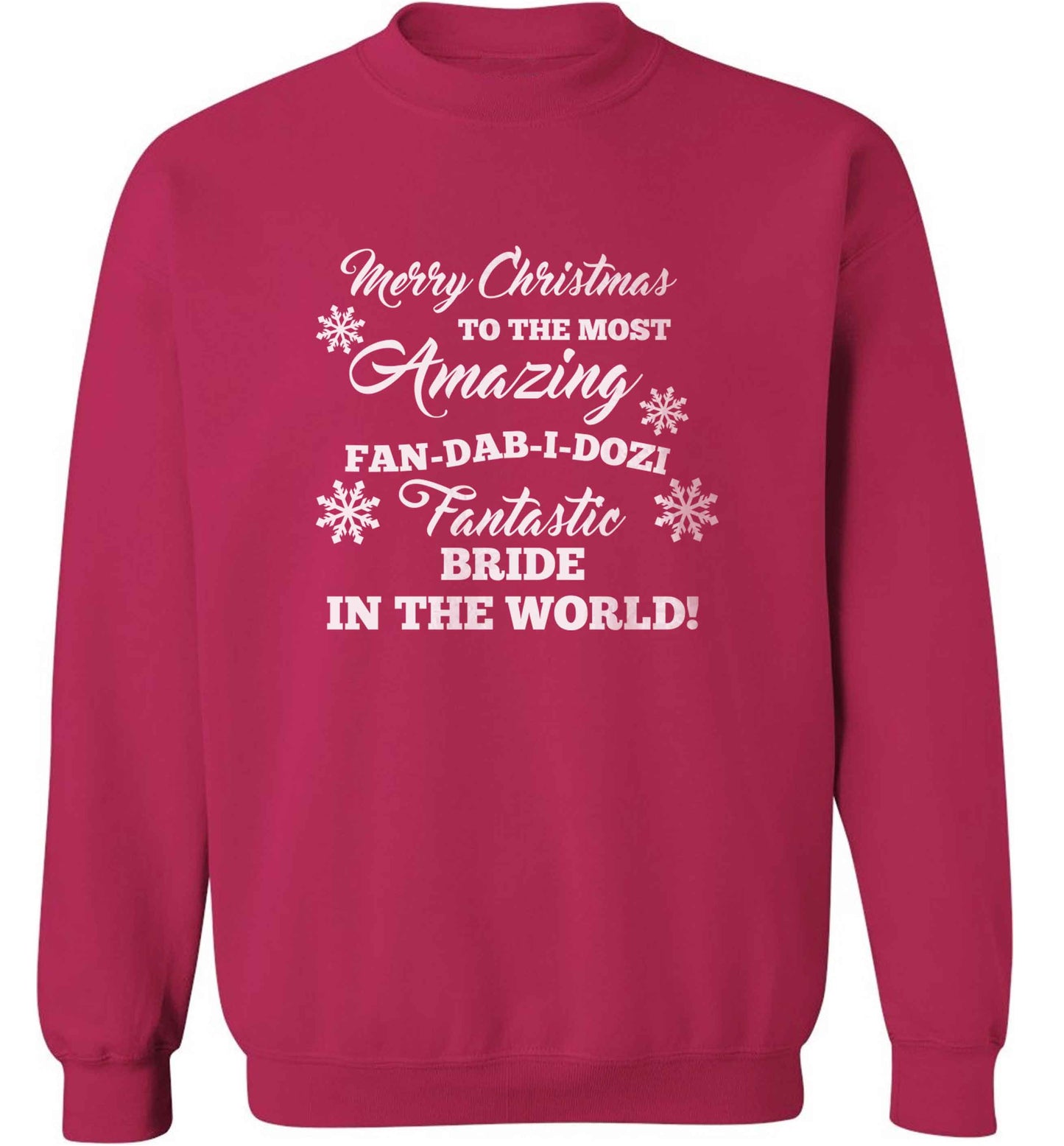 Merry Christmas to the most amazing bride in the world! adult's unisex pink sweater 2XL