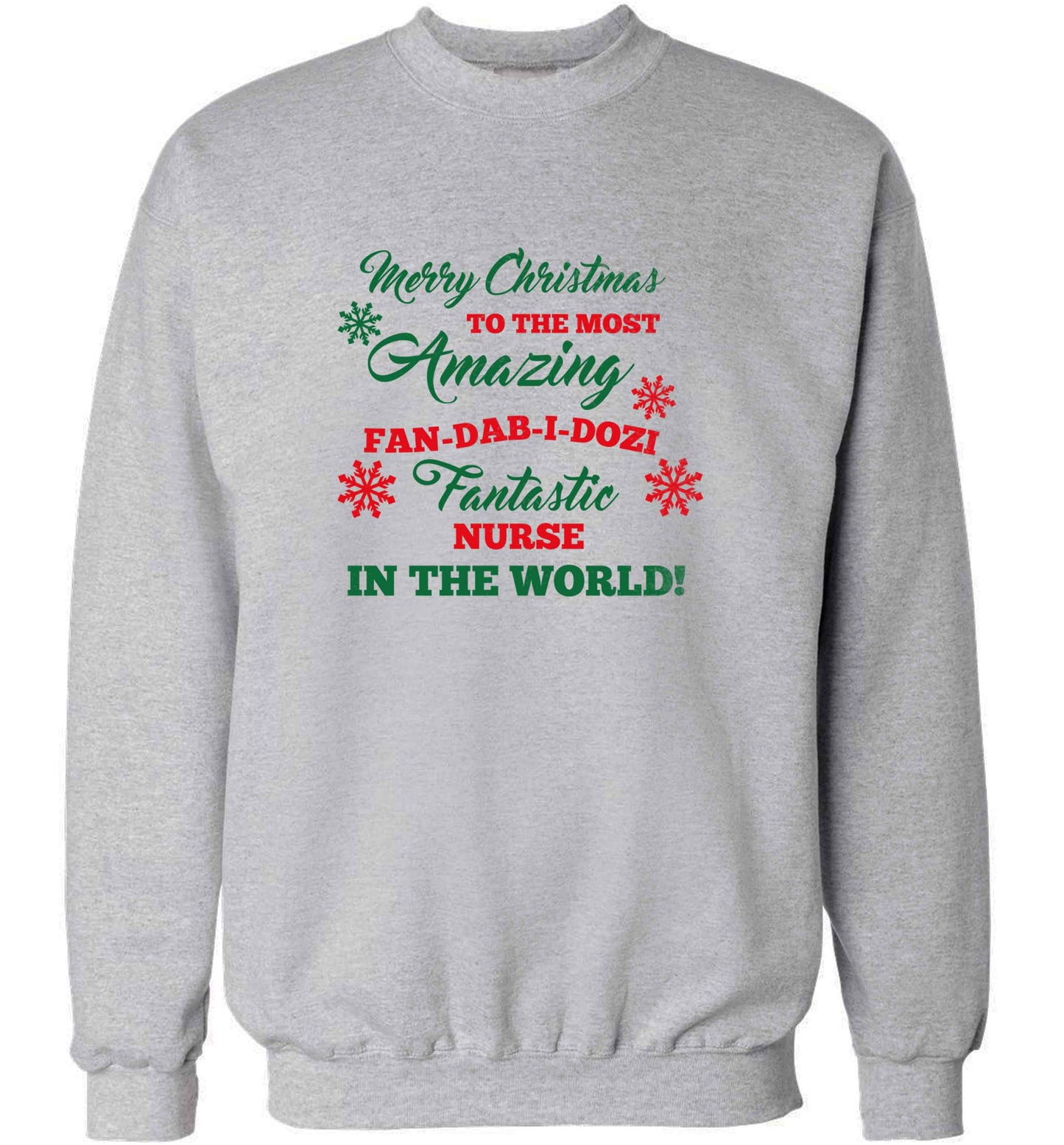 Merry Christmas to the most amazing nurse in the world! adult's unisex grey sweater 2XL