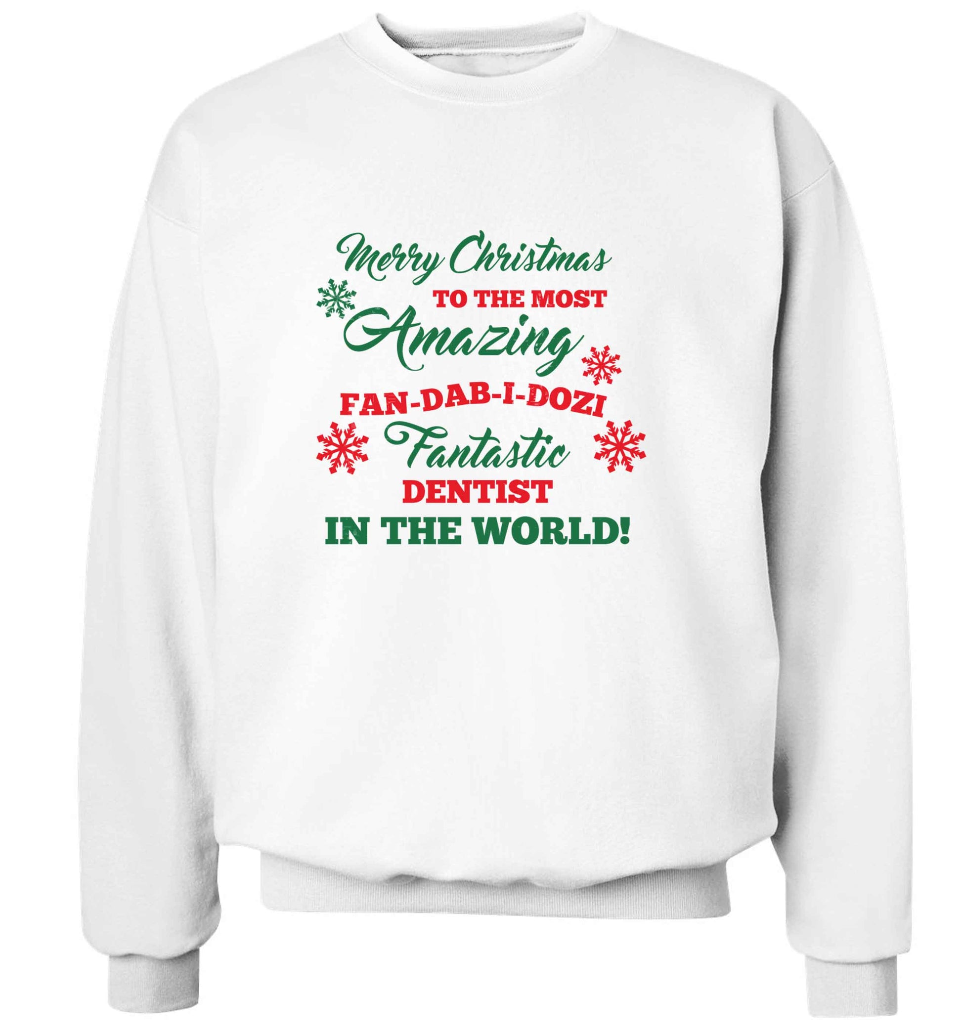 Merry Christmas to the most amazing dentist in the world! adult's unisex white sweater 2XL