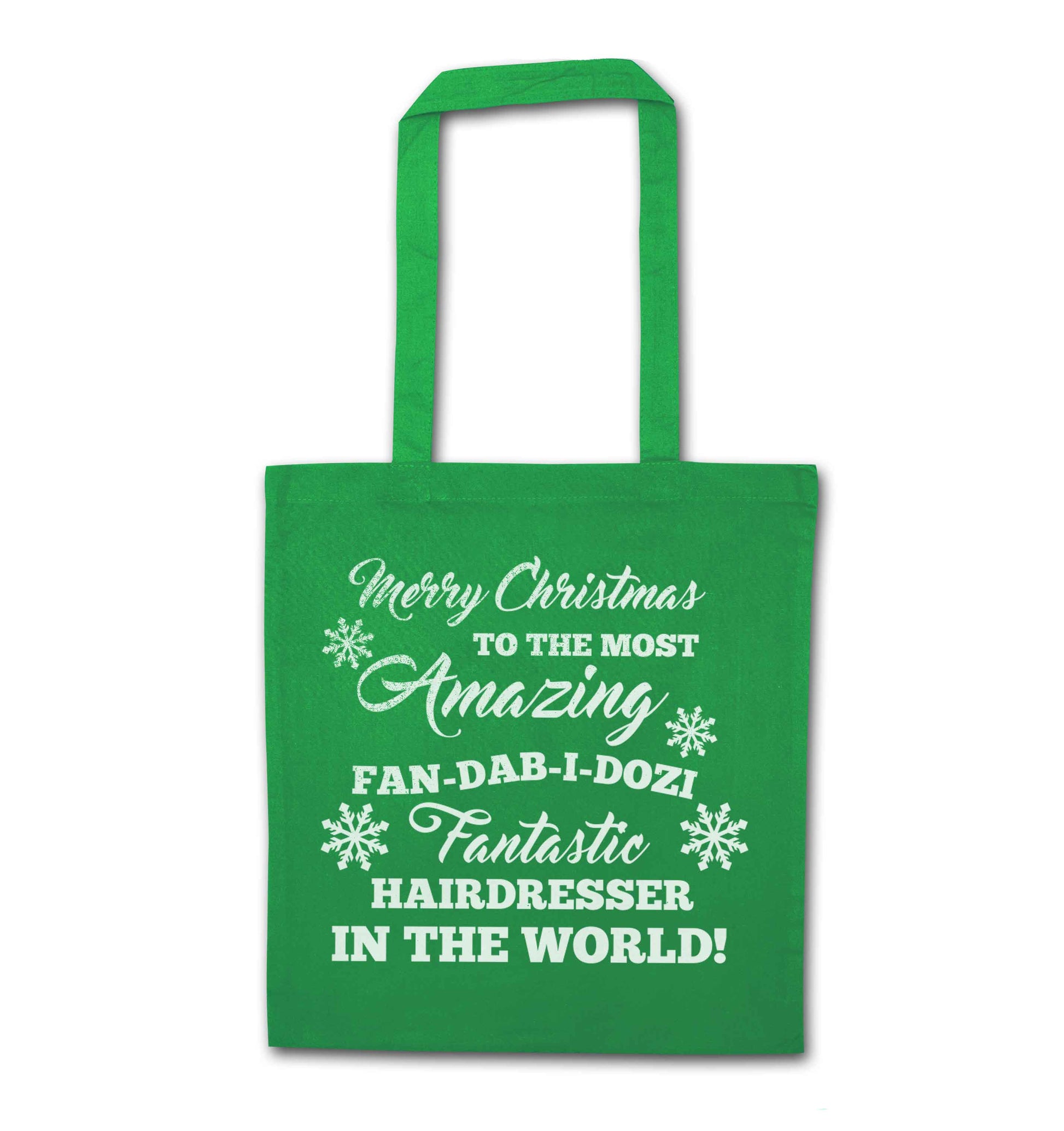 Merry Christmas to the most amazing dental assistant in the world! green tote bag