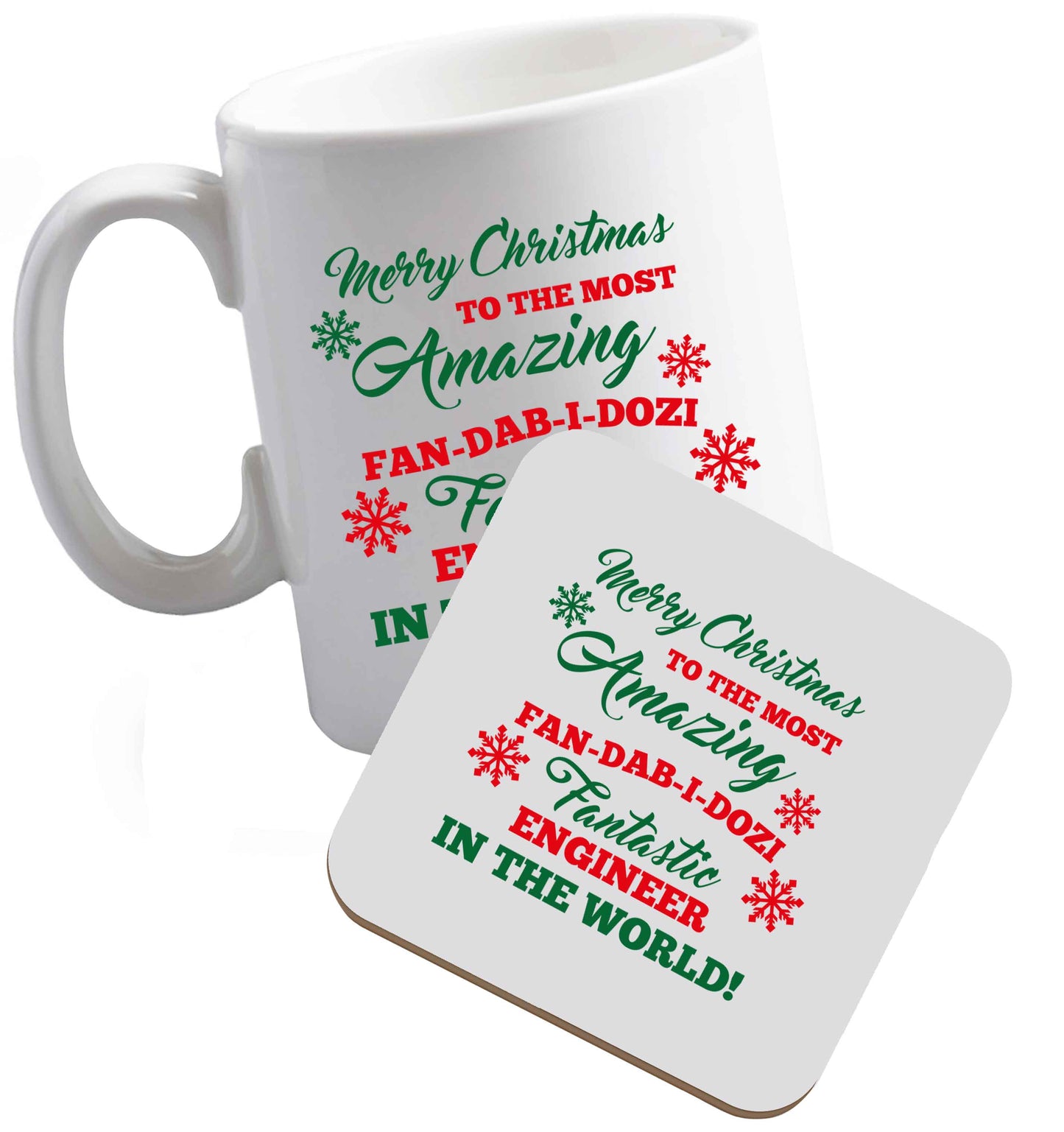 10 oz Tis The Season to Drink Whisky ceramic mug and coaster set right handed