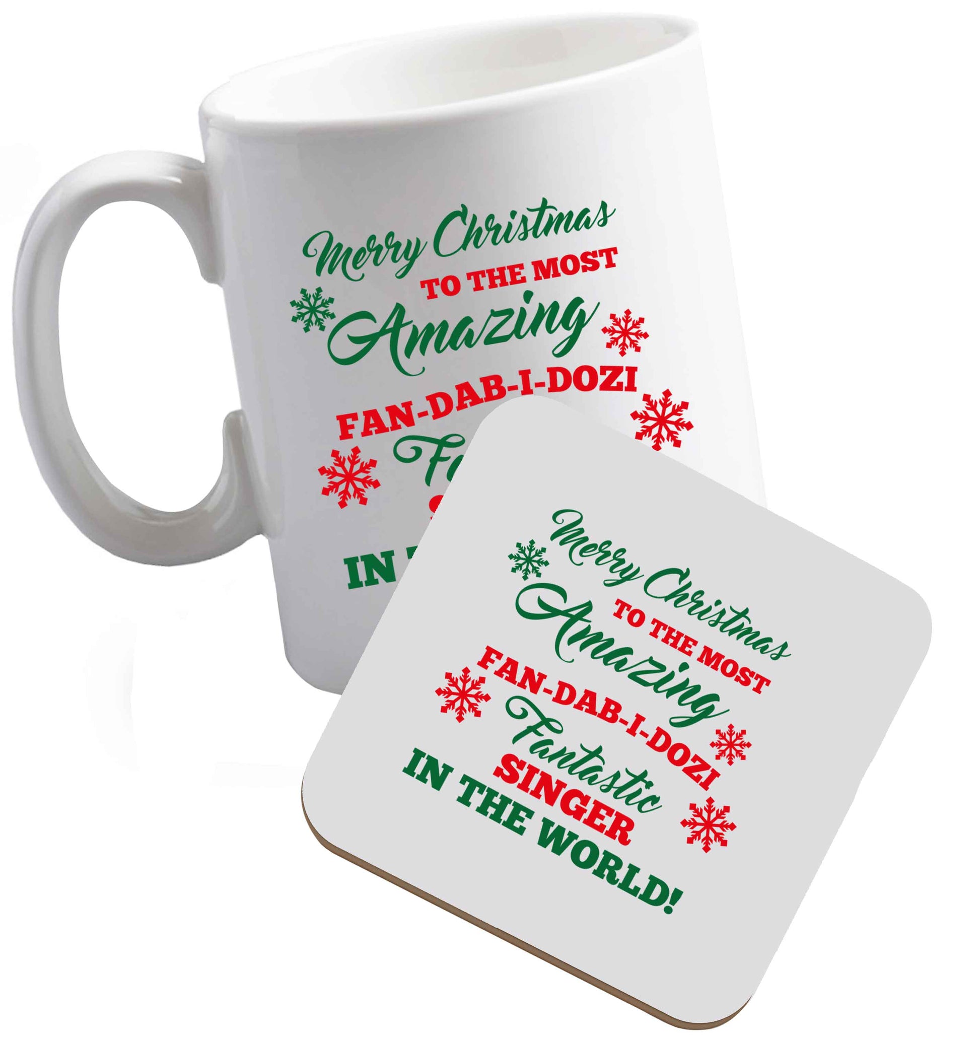 10 oz Tis The Season to Drink Whisky ceramic mug and coaster set right handed
