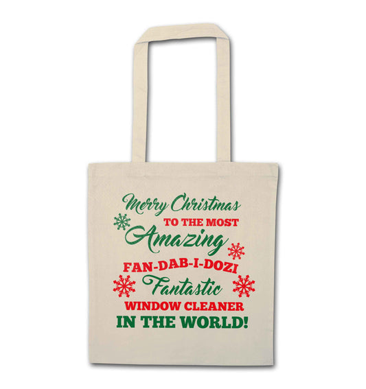 Merry Christmas to the most amazing window cleaner in the world! natural tote bag