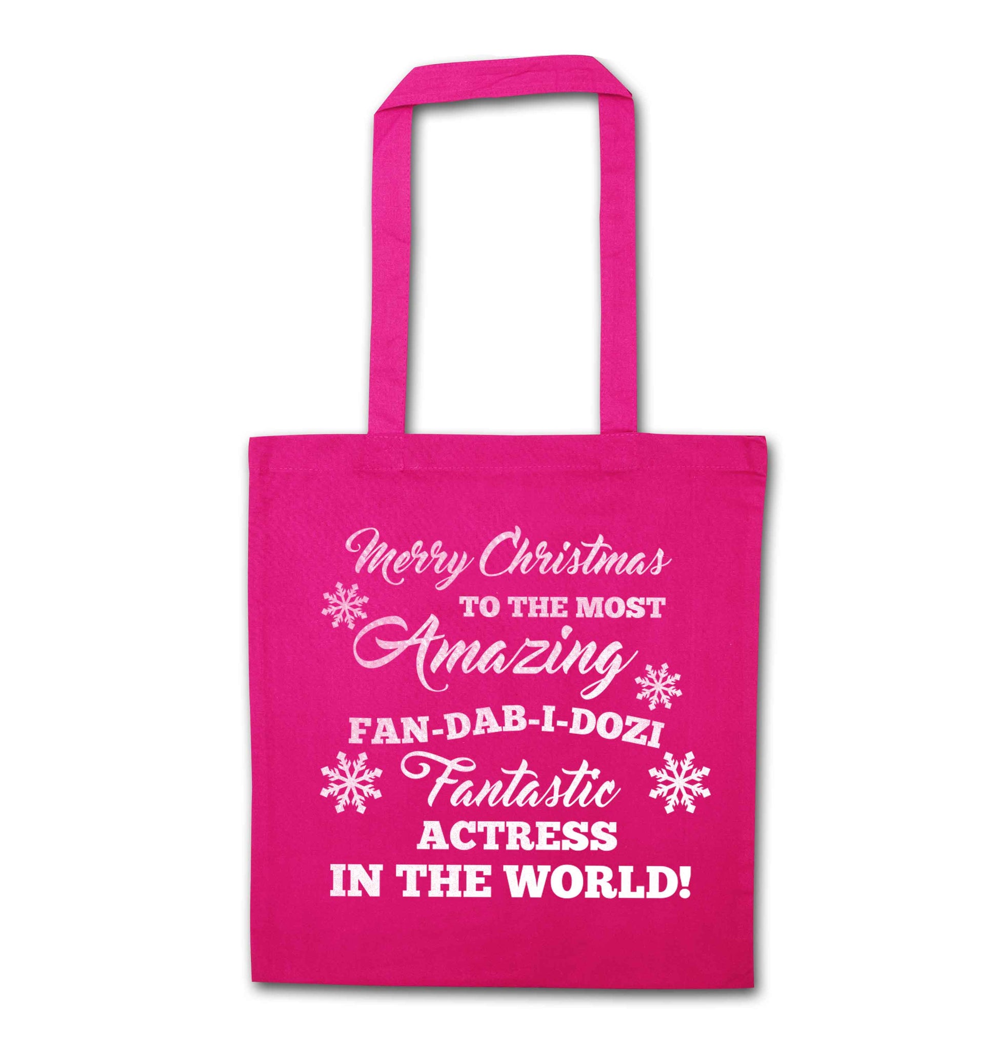 Merry Christmas to the most amazing actress in the world! pink tote bag